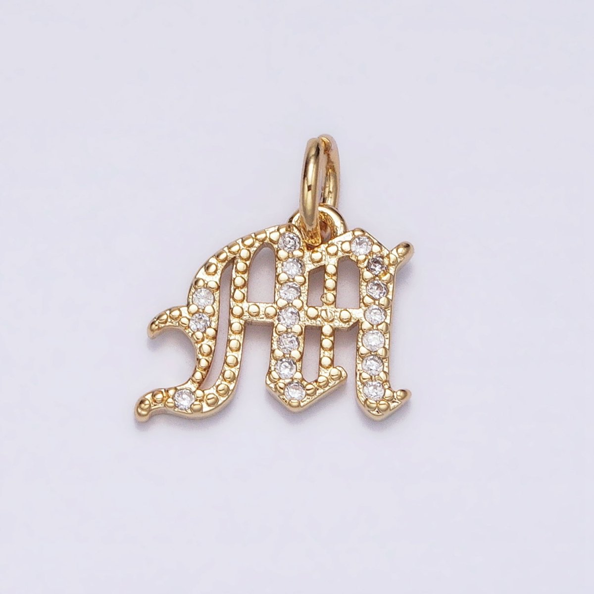 16K Gold Filled Initial Letter Old English Font Personalized Micro Paved Add-On Charm | AD305 - AD330 - DLUXCA