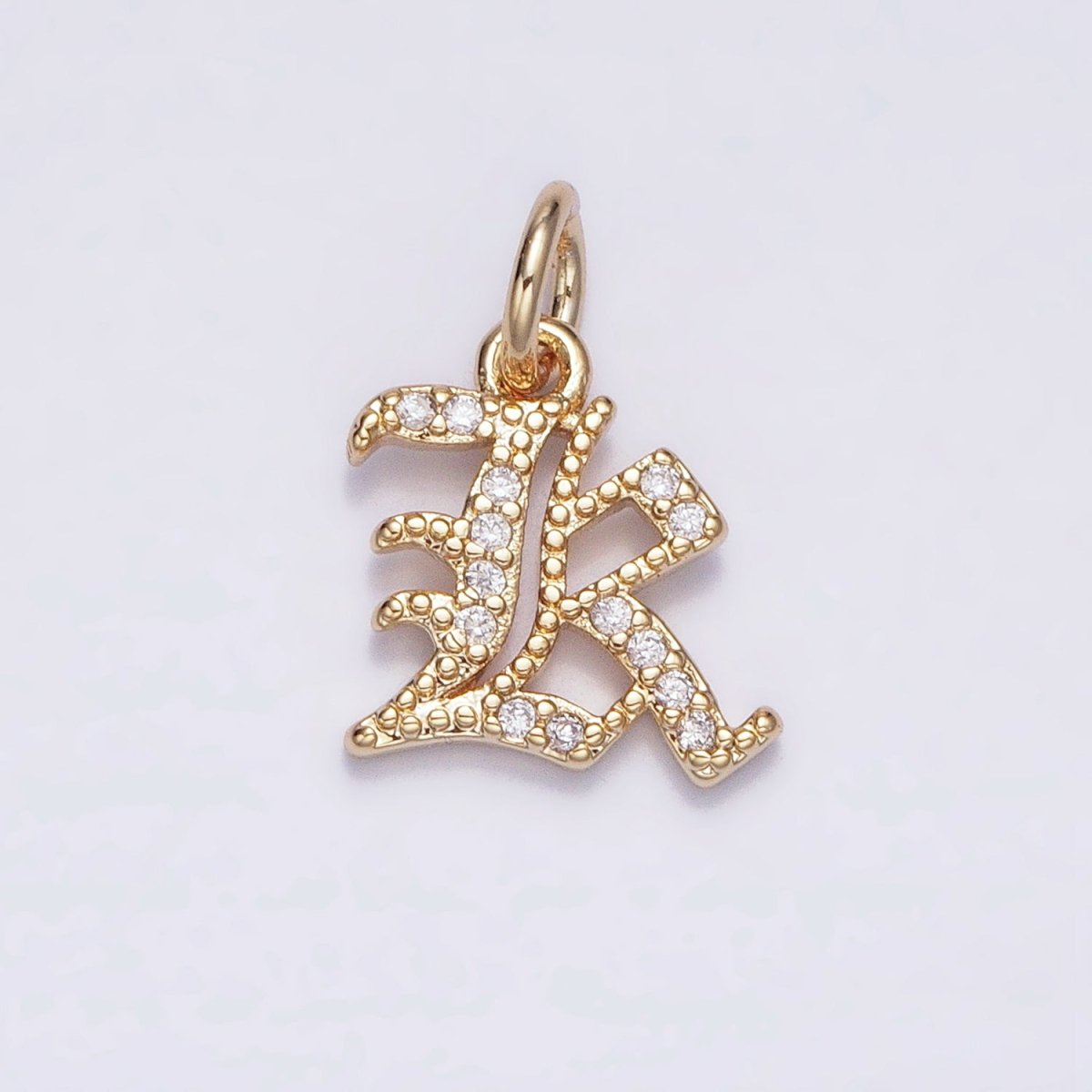 16K Gold Filled Initial Letter Old English Font Personalized Micro Paved Add-On Charm | AD305 - AD330 - DLUXCA
