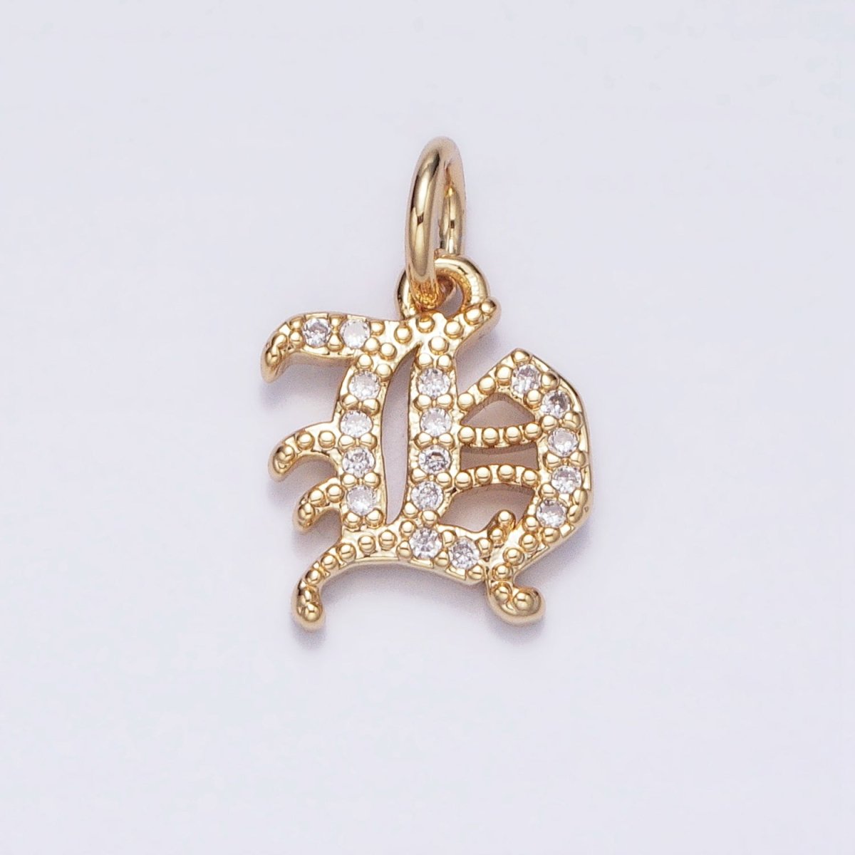 16K Gold Filled Initial Letter Old English Font Personalized Micro Paved Add-On Charm | AD305 - AD330 - DLUXCA