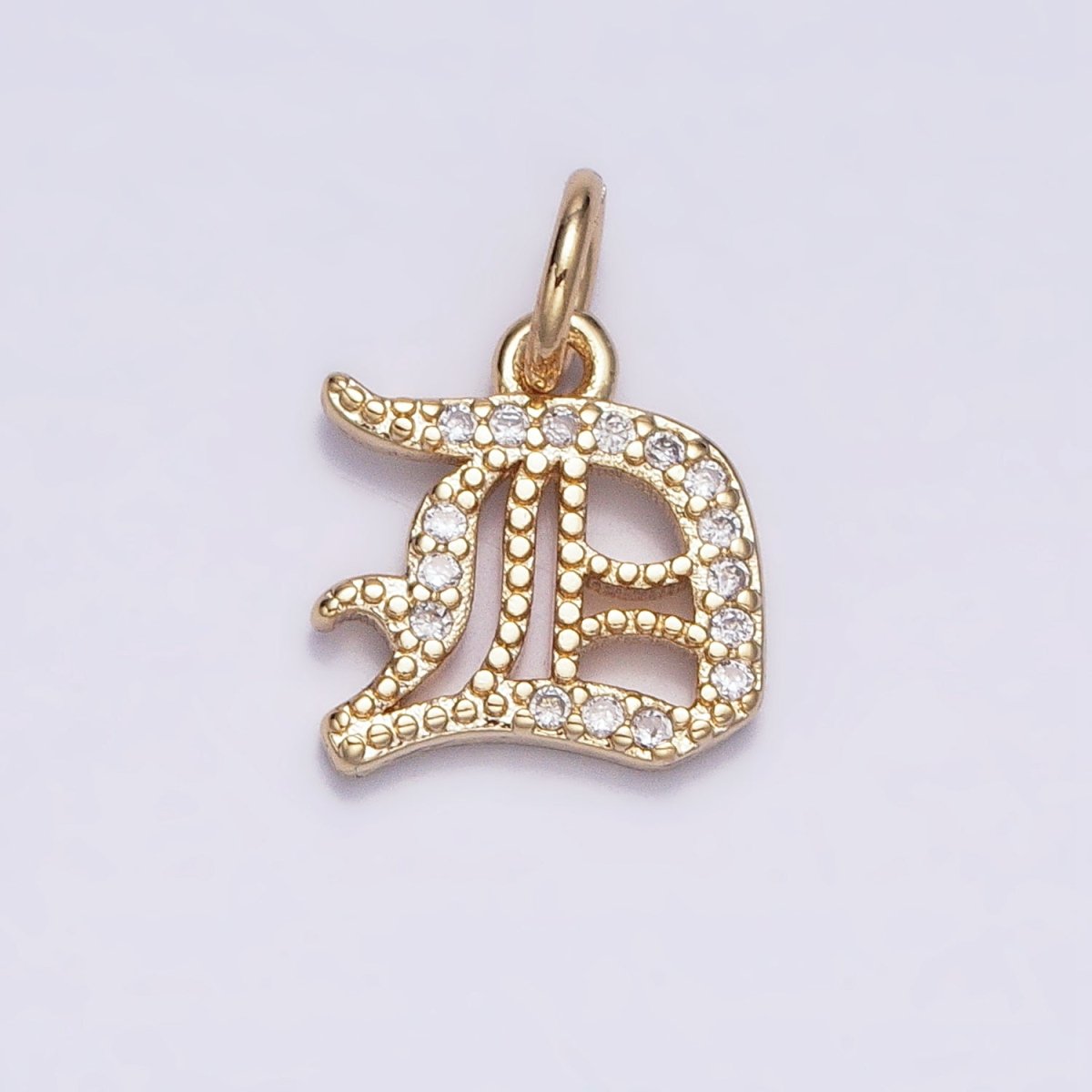 16K Gold Filled Initial Letter Old English Font Personalized Micro Paved Add-On Charm | AD305 - AD330 - DLUXCA
