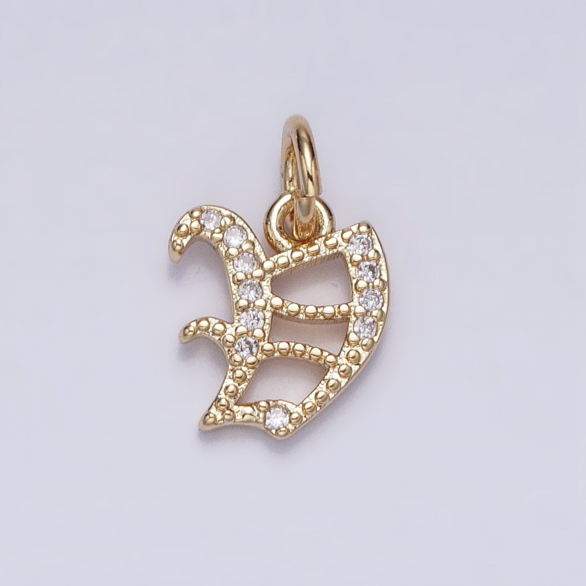 16K Gold Filled Initial Letter Old English Font Personalized Micro Paved Add-On Charm | AD305 - AD330 - DLUXCA