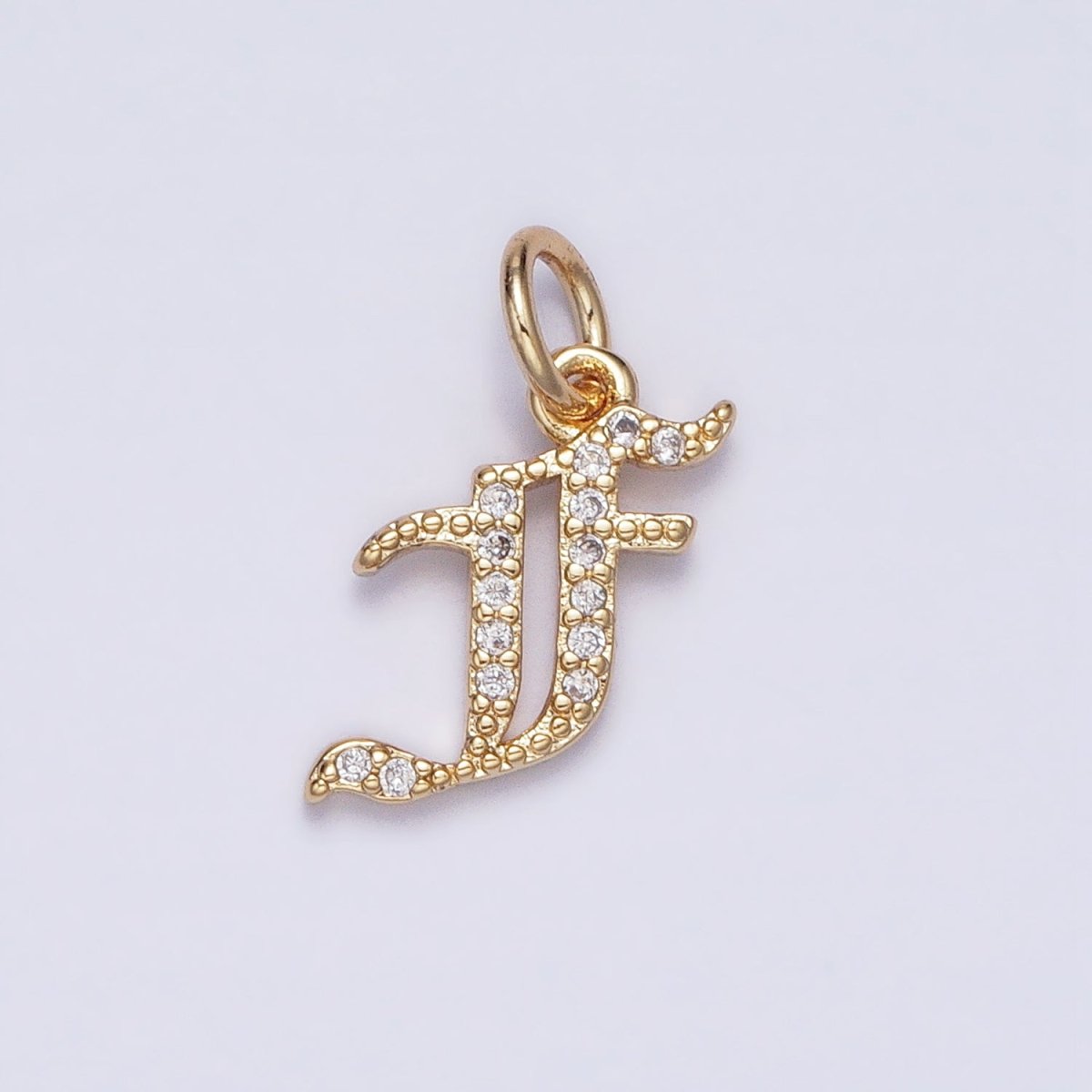 16K Gold Filled Initial Letter Old English Font Personalized Micro Paved Add-On Charm | AD305 - AD330 - DLUXCA