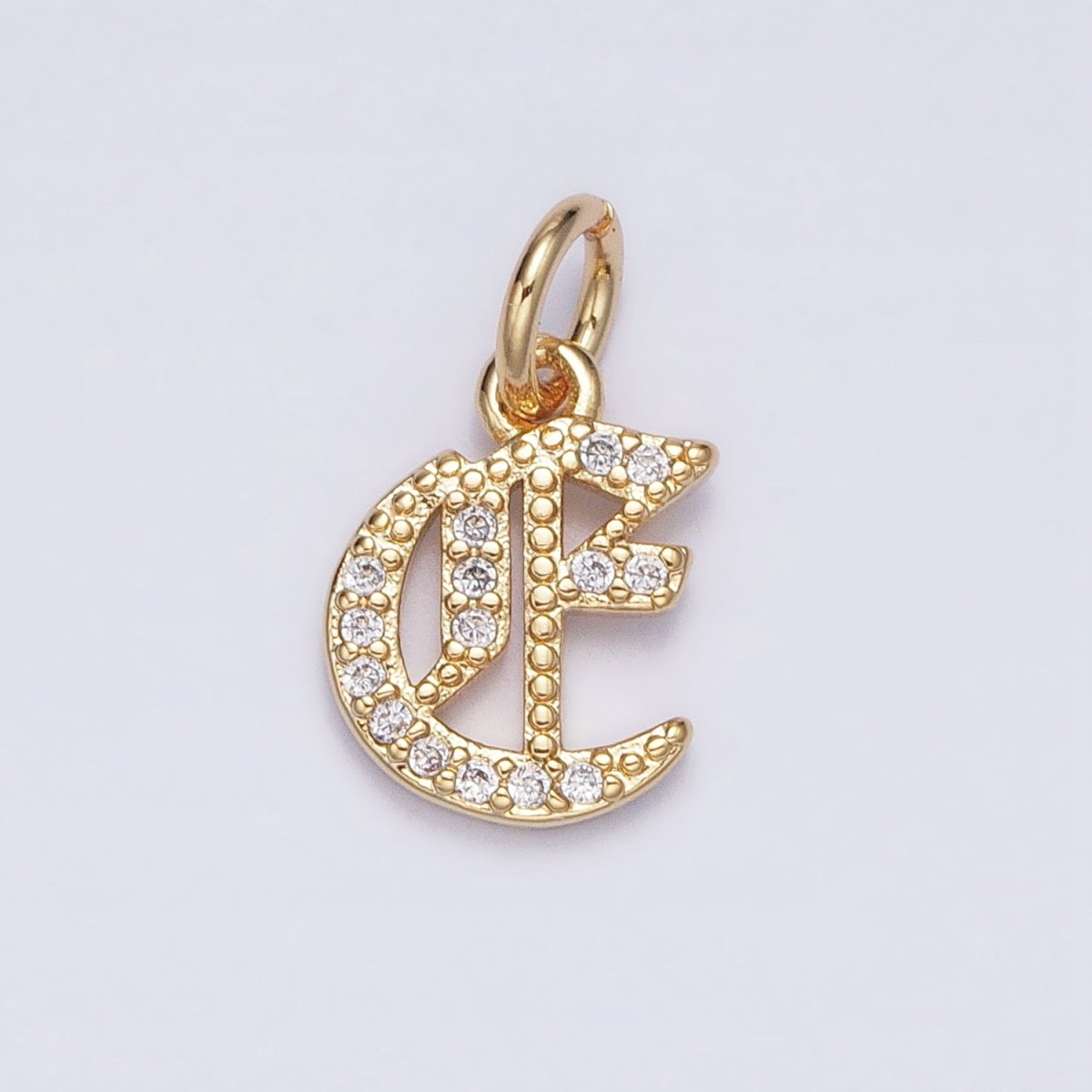 16K Gold Filled Initial Letter Old English Font Personalized Micro Paved Add-On Charm | AD305 - AD330 - DLUXCA