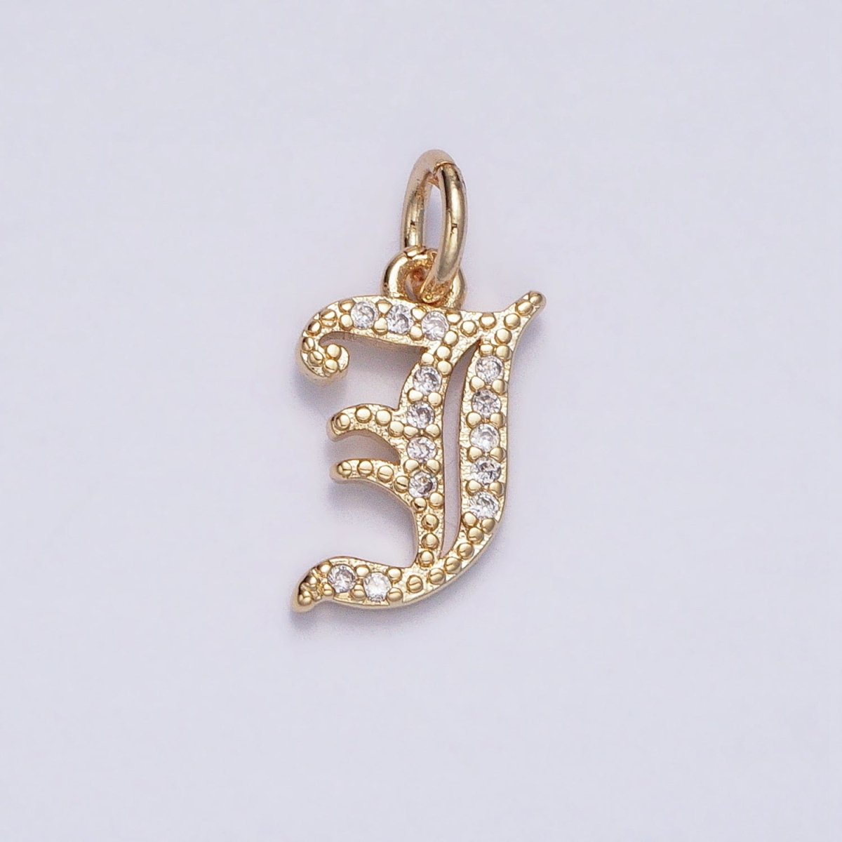16K Gold Filled Initial Letter Old English Font Personalized Micro Paved Add-On Charm | AD305 - AD330 - DLUXCA