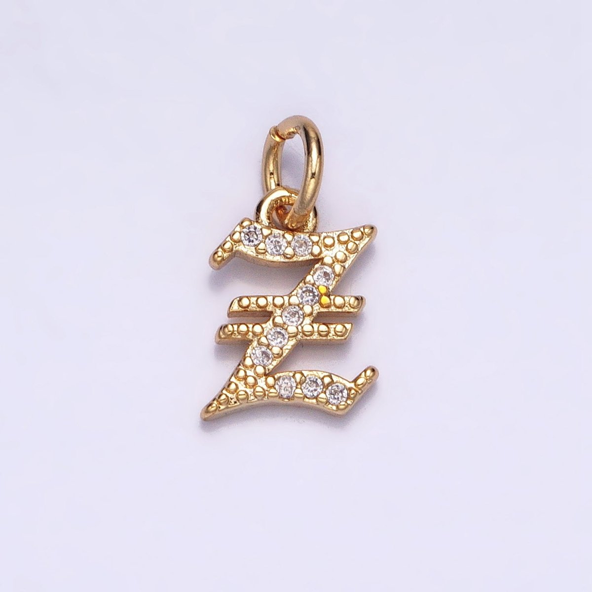 16K Gold Filled Initial Letter Old English Font Personalized Micro Paved Add-On Charm | AD305 - AD330 - DLUXCA
