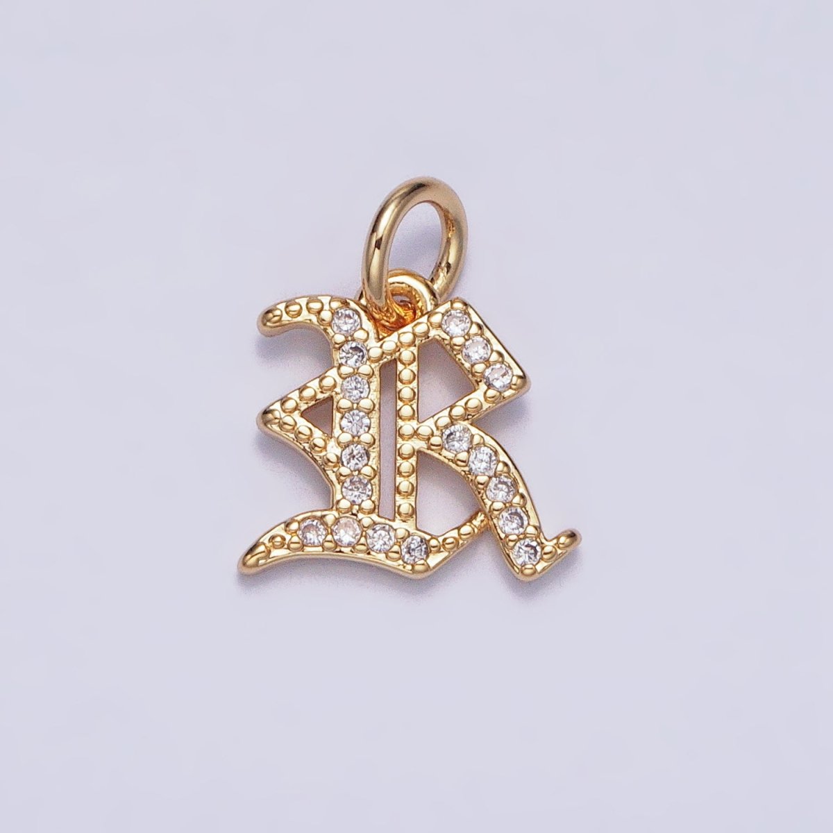 16K Gold Filled Initial Letter Old English Font Personalized Micro Paved Add-On Charm | AD305 - AD330 - DLUXCA