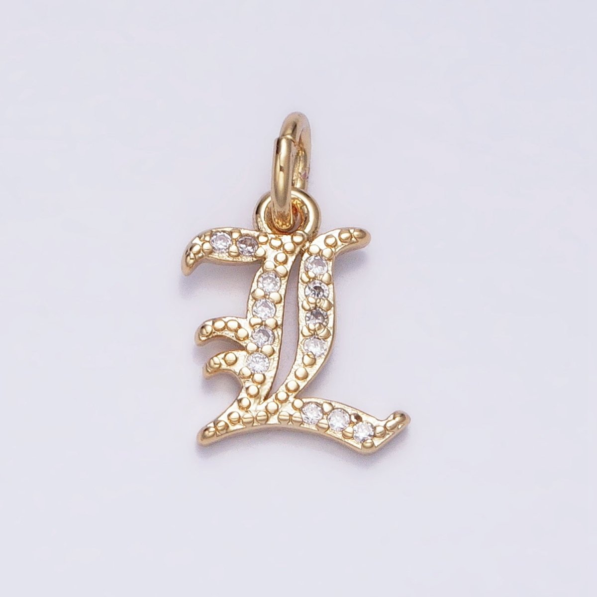16K Gold Filled Initial Letter Old English Font Personalized Micro Paved Add-On Charm | AD305 - AD330 - DLUXCA