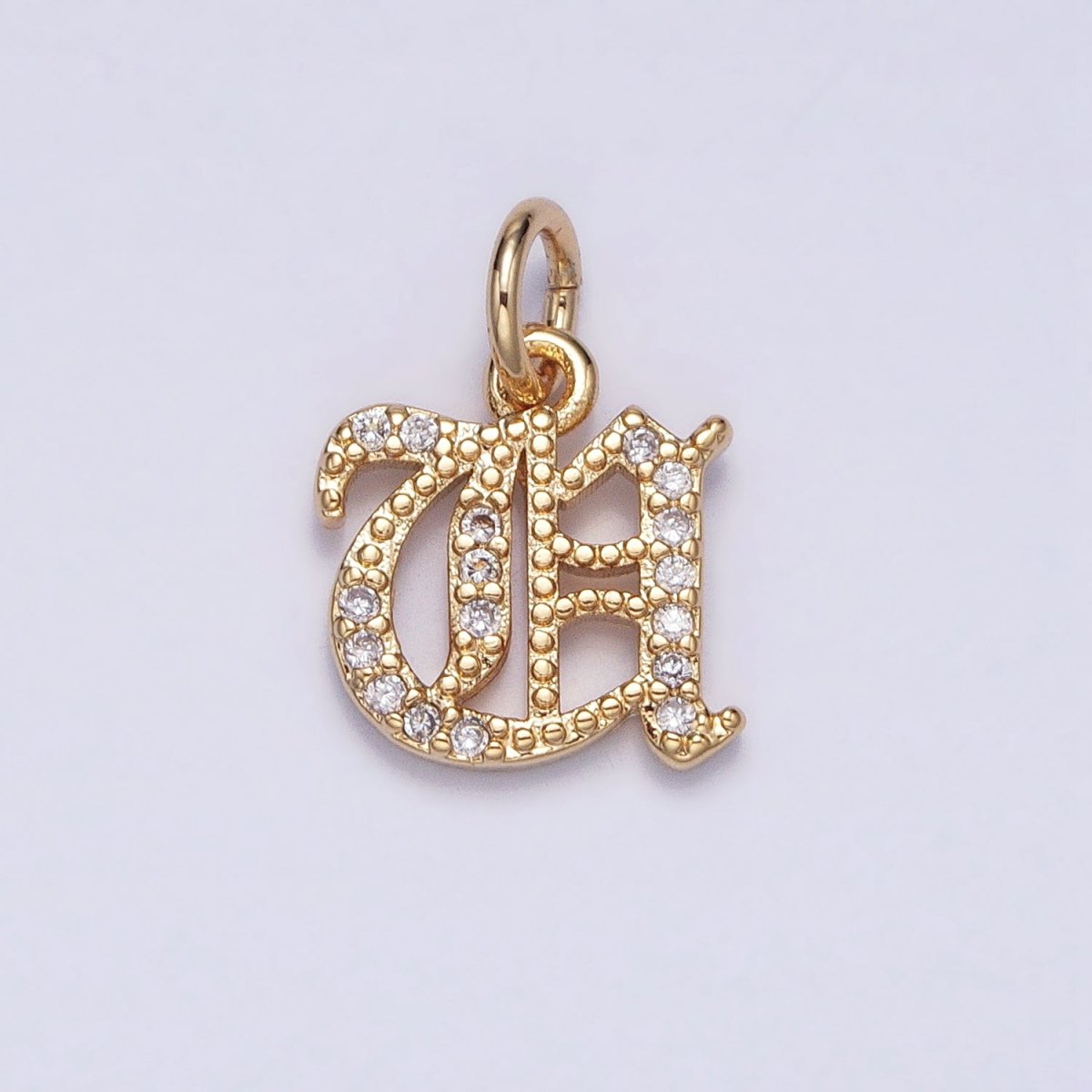 16K Gold Filled Initial Letter Old English Font Personalized Micro Paved Add-On Charm | AD305 - AD330 - DLUXCA