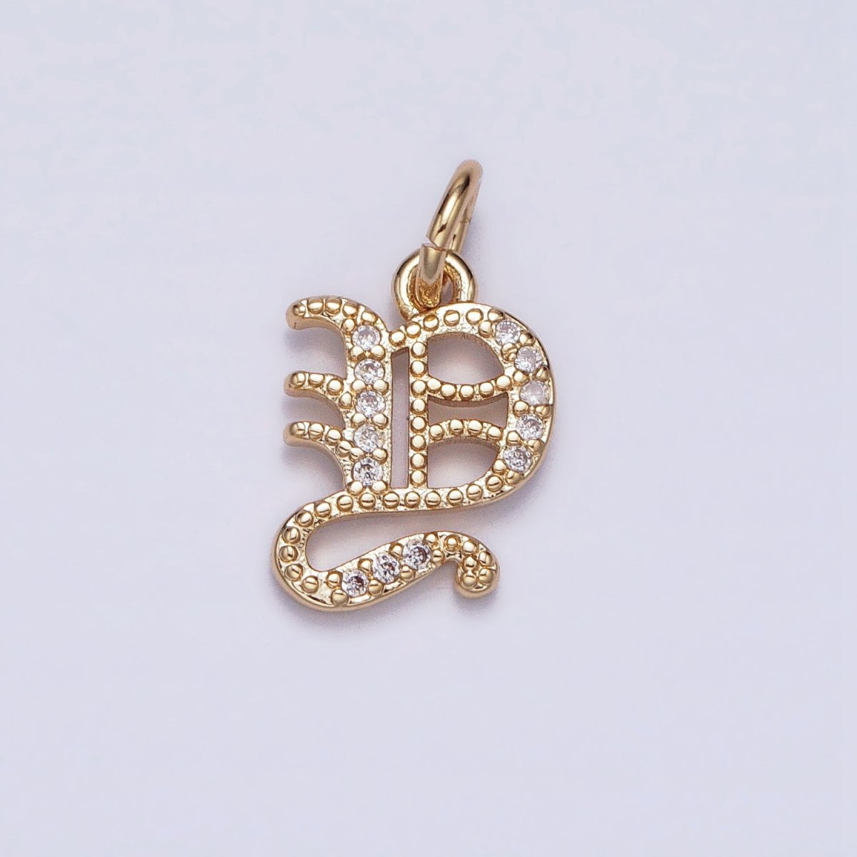 16K Gold Filled Initial Letter Old English Font Personalized Micro Paved Add-On Charm | AD305 - AD330 - DLUXCA