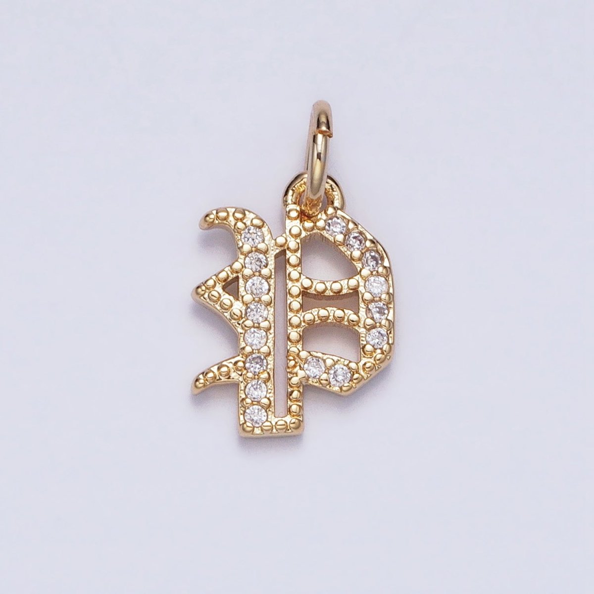 16K Gold Filled Initial Letter Old English Font Personalized Micro Paved Add-On Charm | AD305 - AD330 - DLUXCA