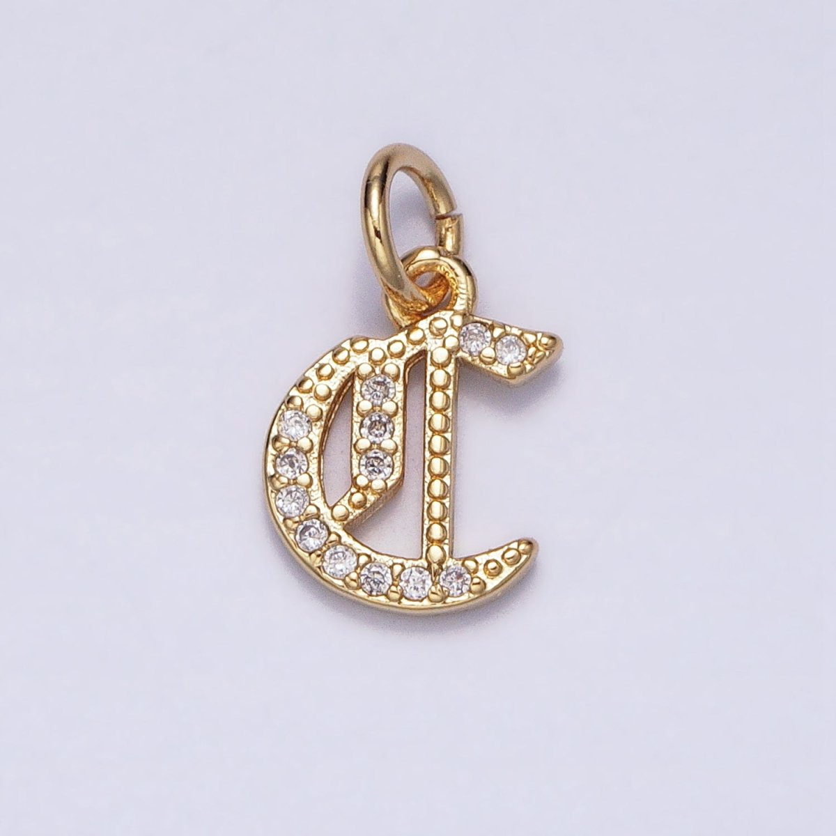 16K Gold Filled Initial Letter Old English Font Personalized Micro Paved Add-On Charm | AD305 - AD330 - DLUXCA