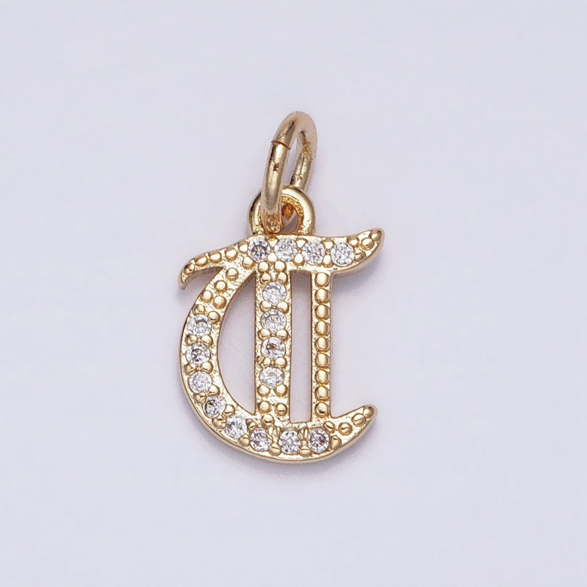 16K Gold Filled Initial Letter Old English Font Personalized Micro Paved Add-On Charm | AD305 - AD330 - DLUXCA