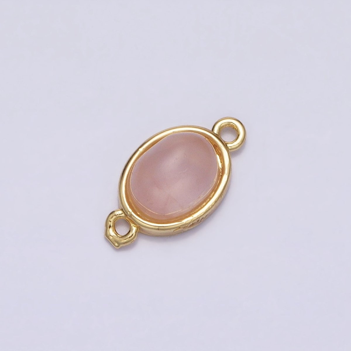 16K Gold Filled Labradorite, Rose Quartz Natural Gemstone 14.3mm Oval Connector | AA1003 AA1004 - DLUXCA