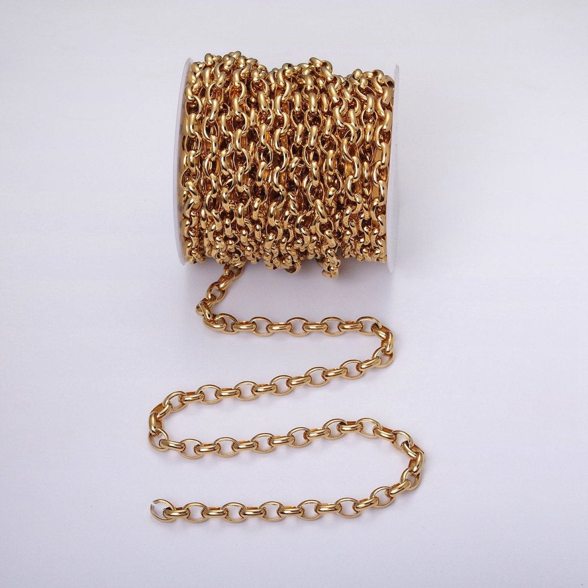 16K Gold Filled Large Chunky Gold, Silver Oval Chain, Thick Link Chain by the Yard Wholesale Chain Jewelry Supplies | ROLL-1273 ROLL-1274 Clearance Pricing - DLUXCA
