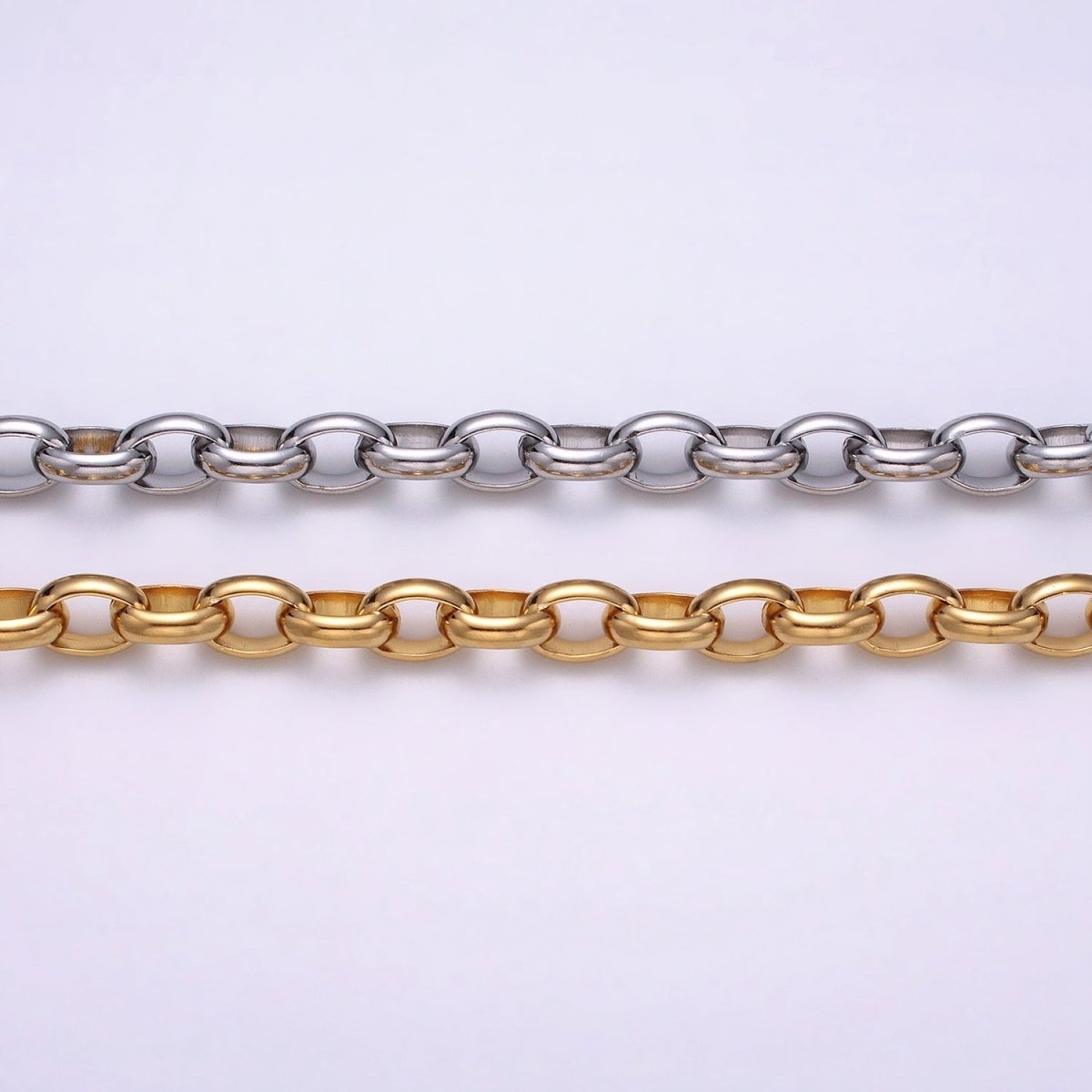 16K Gold Filled Large Chunky Gold, Silver Oval Chain, Thick Link Chain by the Yard Wholesale Chain Jewelry Supplies | ROLL-1273 ROLL-1274 Clearance Pricing - DLUXCA