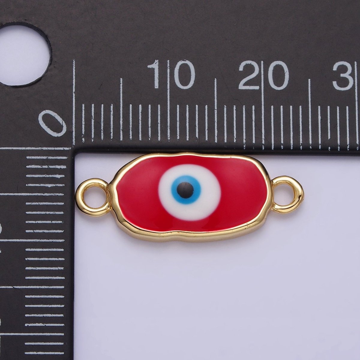 16K Gold Filled Long Oval Blue Enamel Evil Eye Link Connector for Bracelet Necklace Charm Connector AA1027 - AA1033 - DLUXCA