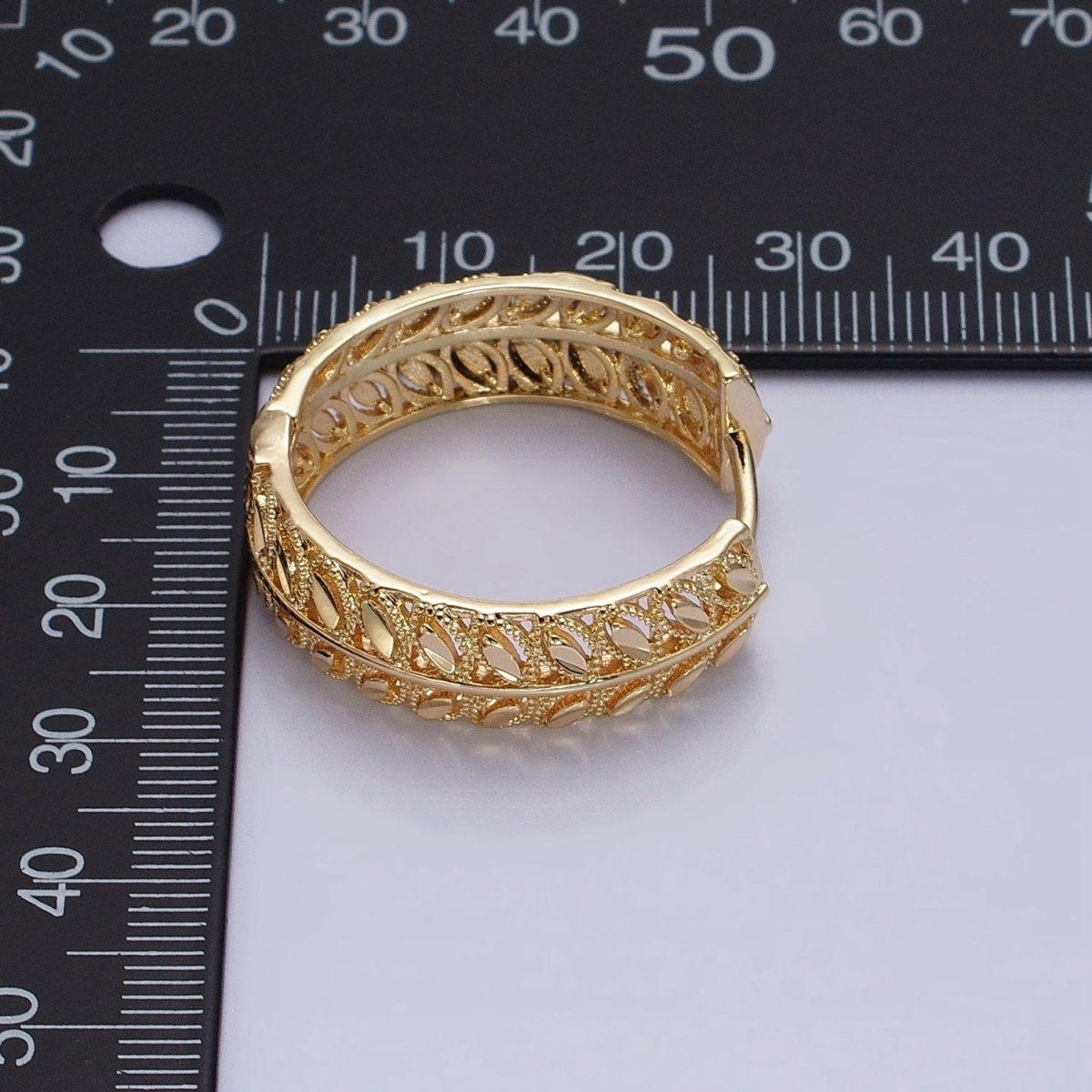 16K Gold Filled Marquise CZ V Wheat Paddy 30mm Endless Hoop Earrings in Gold & Silver | AB1433 AB1434 - DLUXCA