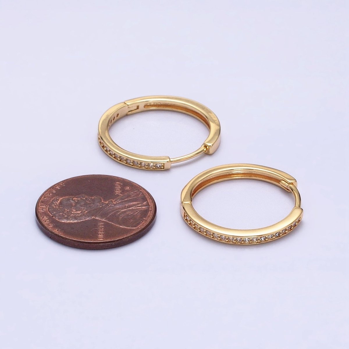 16K Gold Filled Micro Paved CZ 20mm Endless Hoop Earrings in Gold & Silver | AD1332 AD1333 - DLUXCA