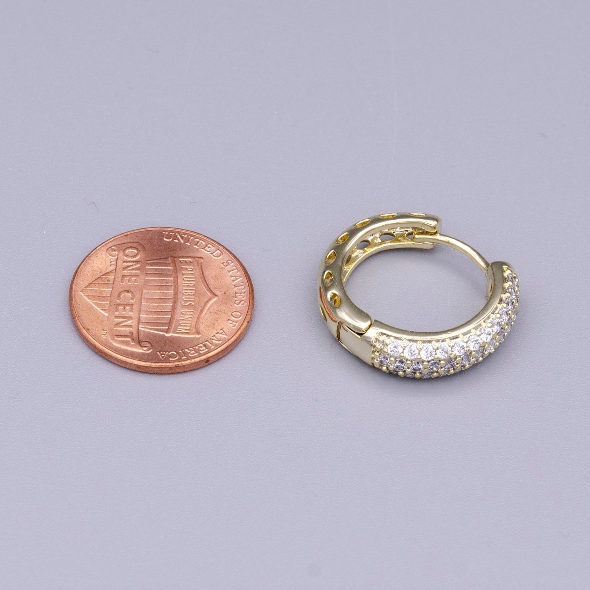 16K Gold Filled Micro Paved CZ 20mm Huggie Earrings | AD1310 - DLUXCA