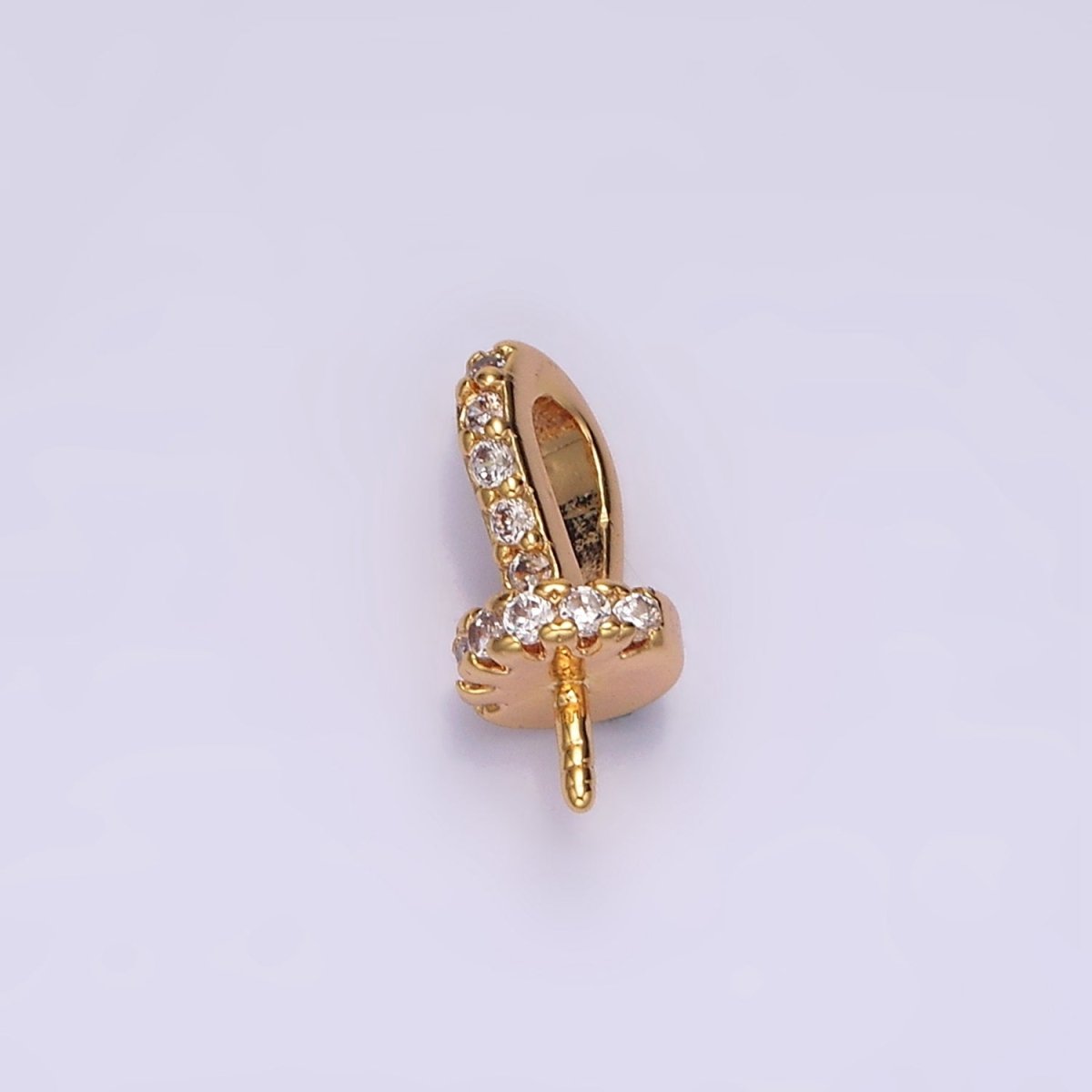 16K Gold Filled Micro Paved CZ Drill Peg Bail Jewelry Making Findings Supply | Z-499 - DLUXCA