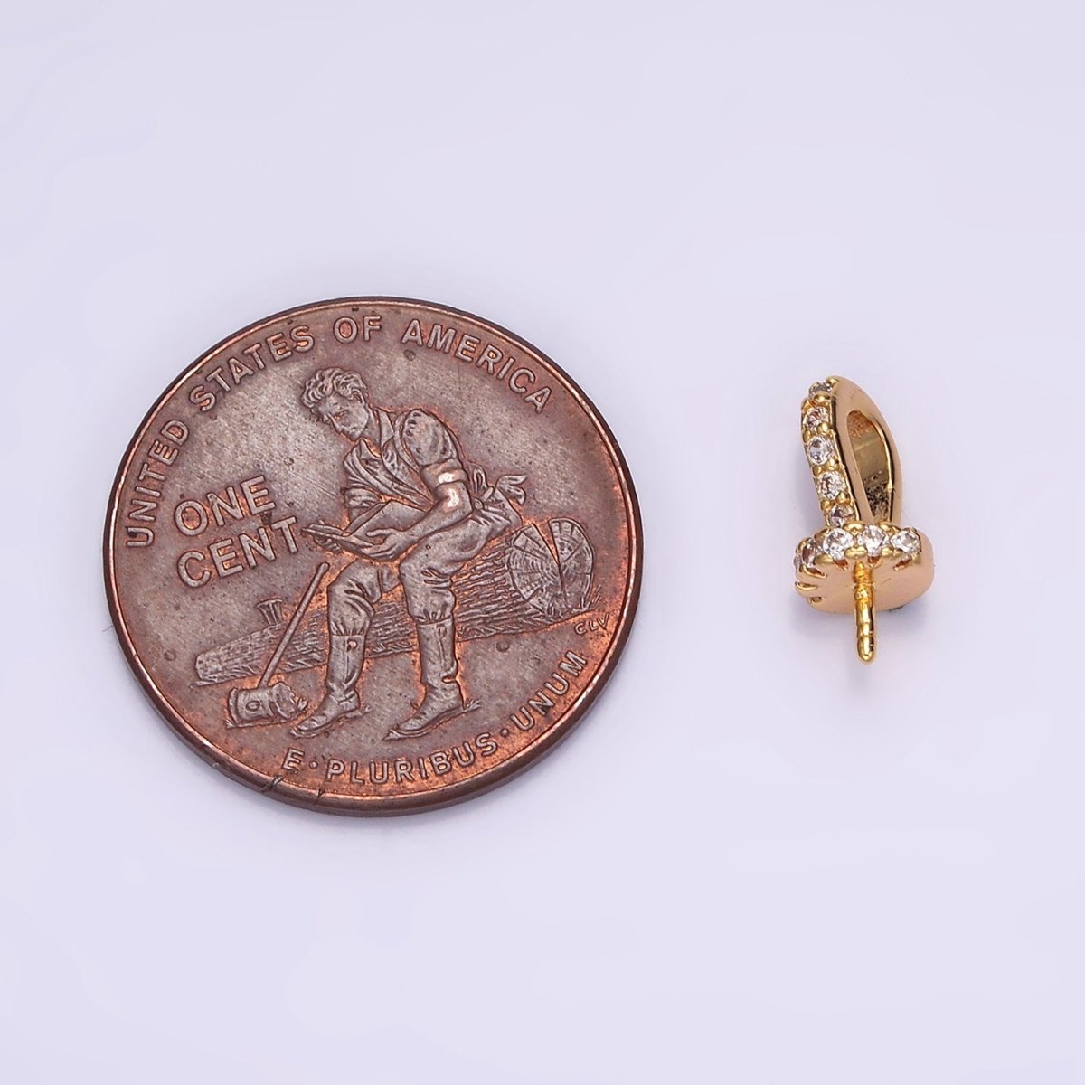 16K Gold Filled Micro Paved CZ Drill Peg Bail Jewelry Making Findings Supply | Z-499 - DLUXCA