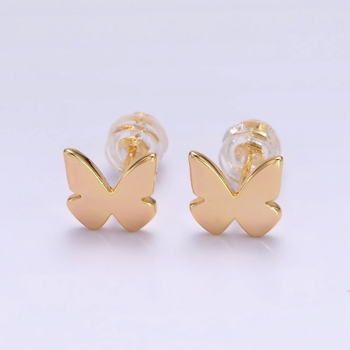 16K Gold Filled Mini Butterfly Mariposa Minimalist Stud Earrings | AE898 - DLUXCA