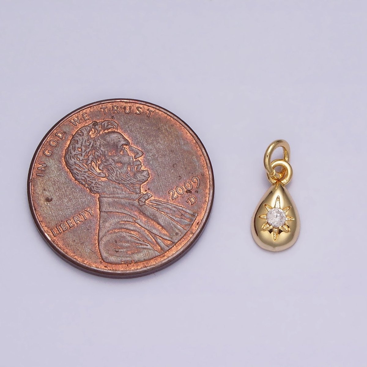 16K Gold Filled Mini Celestial North Star Clear CZ Teardrop Add-On Charm | AC-1167 - DLUXCA