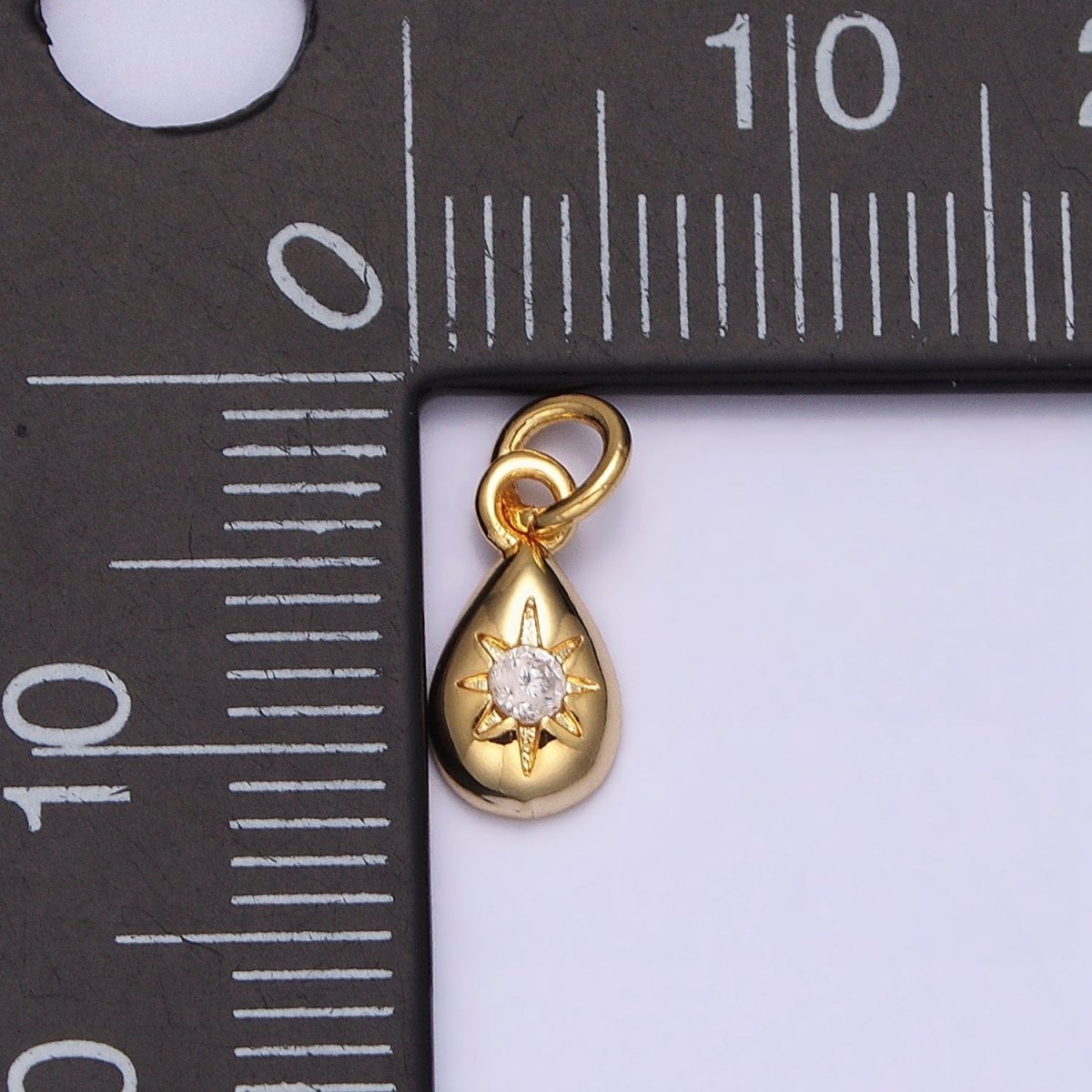 16K Gold Filled Mini Celestial North Star Clear CZ Teardrop Add-On Charm | AC-1167 - DLUXCA