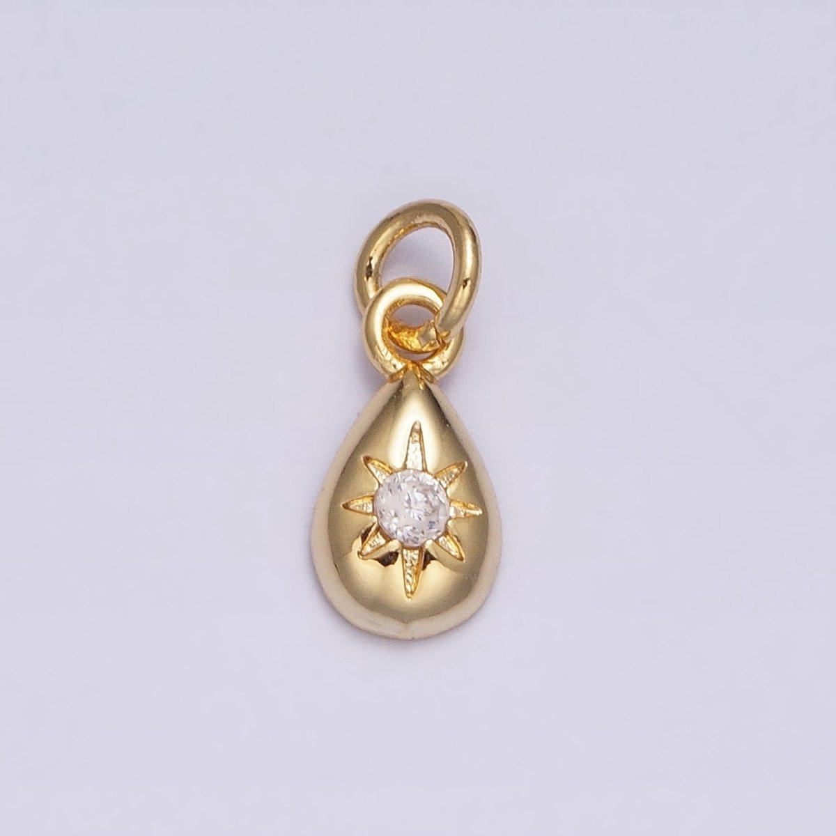 16K Gold Filled Mini Celestial North Star Clear CZ Teardrop Add-On Charm | AC-1167 - DLUXCA