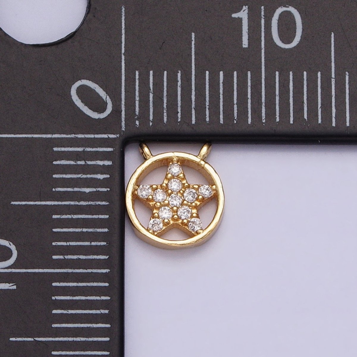16K Gold Filled Mini Celestial Star Micro Paved CZ Open Round Connector | AA1036 - DLUXCA