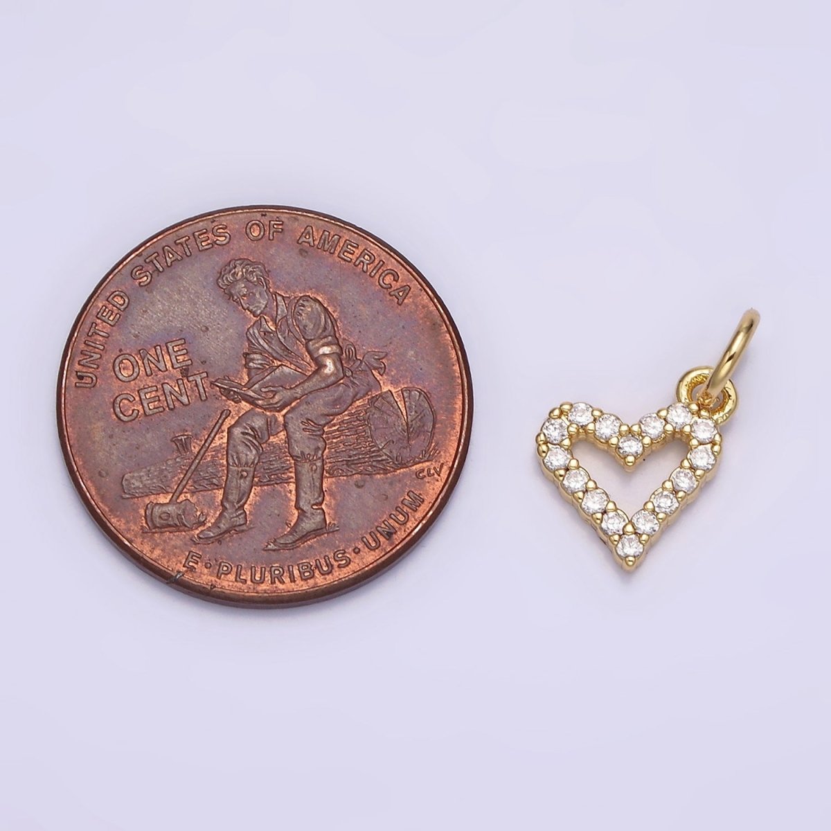 16K Gold Filled Mini Clear Micro Paved CZ Open Heart Add-On Charm | N-974 - DLUXCA