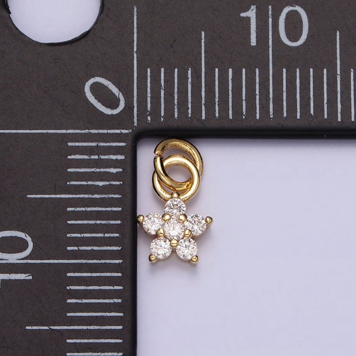 16K Gold Filled Mini Flower Clear CZ Add-On Charm | AC1148 - DLUXCA