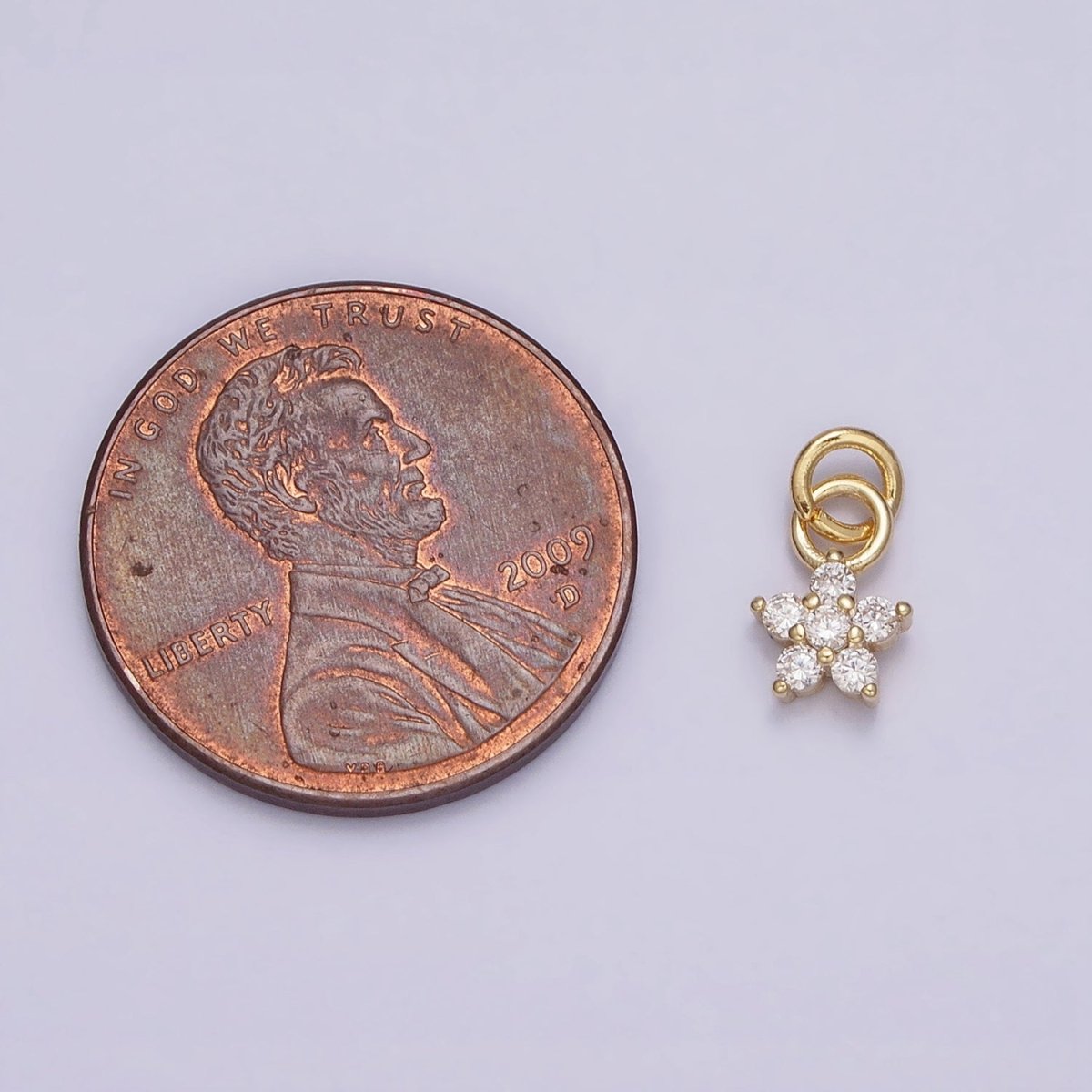 16K Gold Filled Mini Flower Clear CZ Add-On Charm | AC1148 - DLUXCA