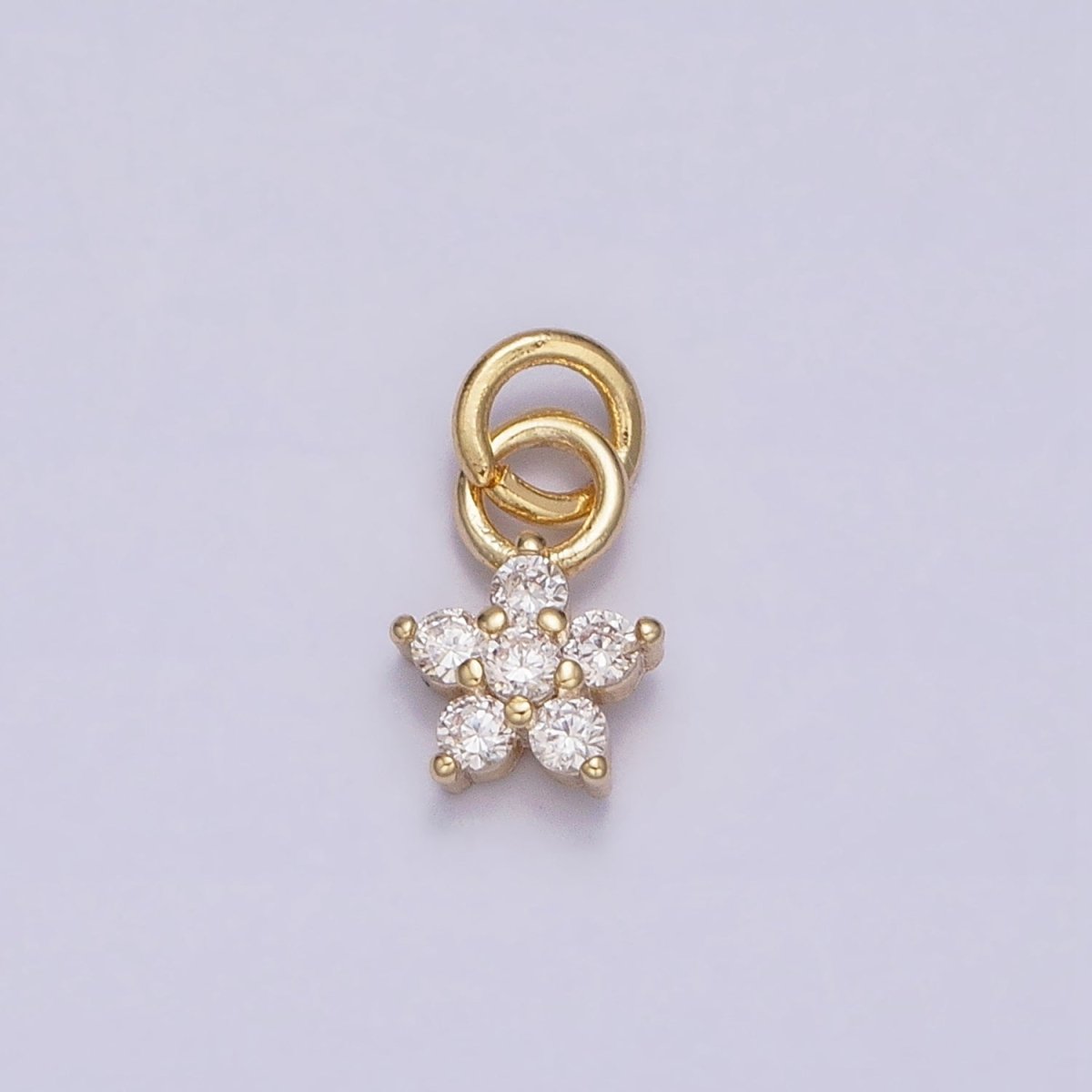 16K Gold Filled Mini Flower Clear CZ Add-On Charm | AC1148 - DLUXCA