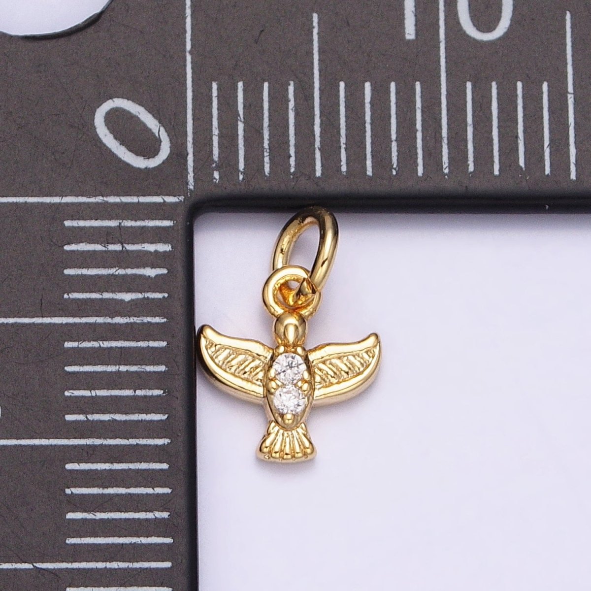 16K Gold Filled Mini Flying Bird Dove Pigeon CZ Add-On Charm | AC1147 - DLUXCA