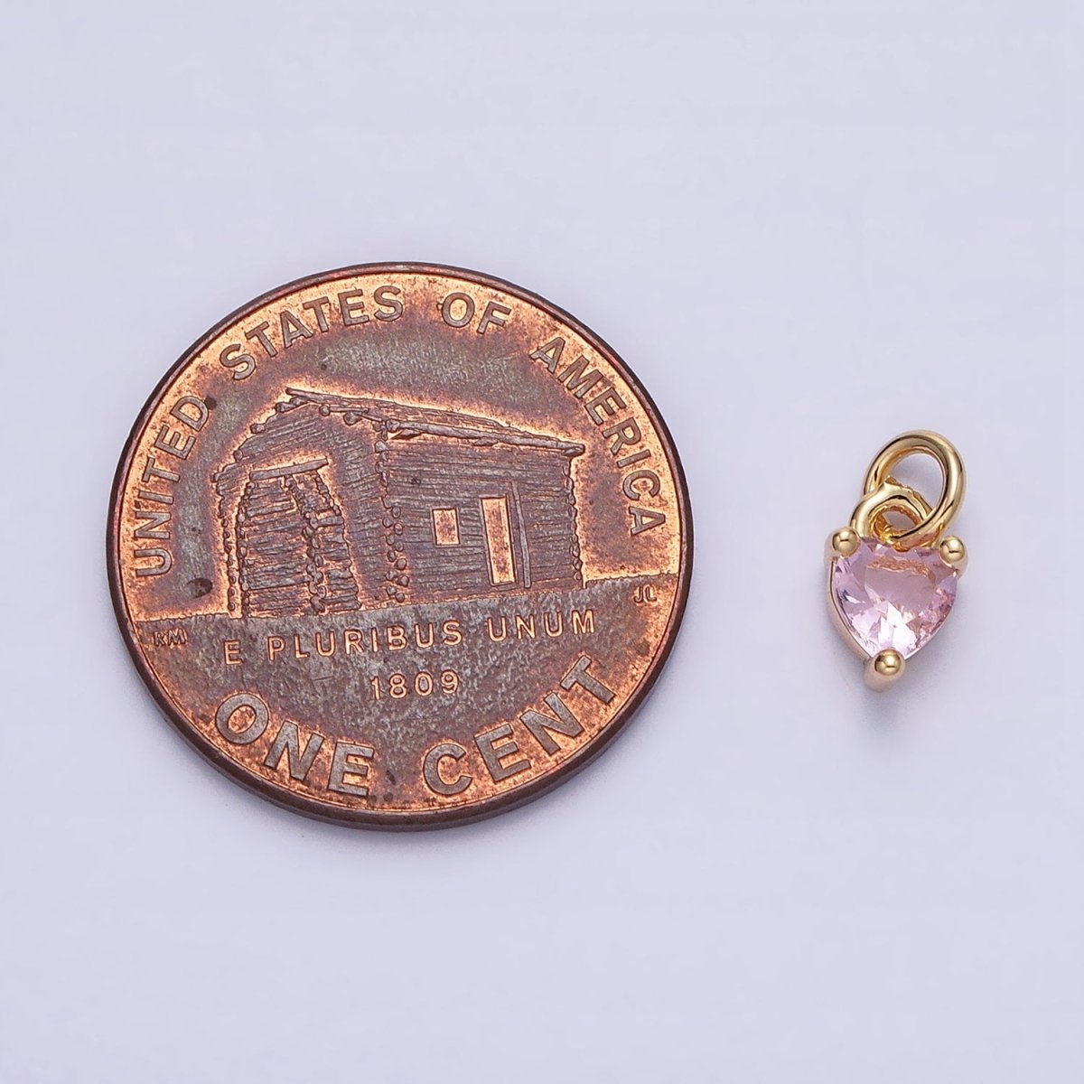 16K Gold Filled Mini Heart Pink CZ Add-On Valentine Charm in Gold & Silver | AC1183 AC1184 - DLUXCA