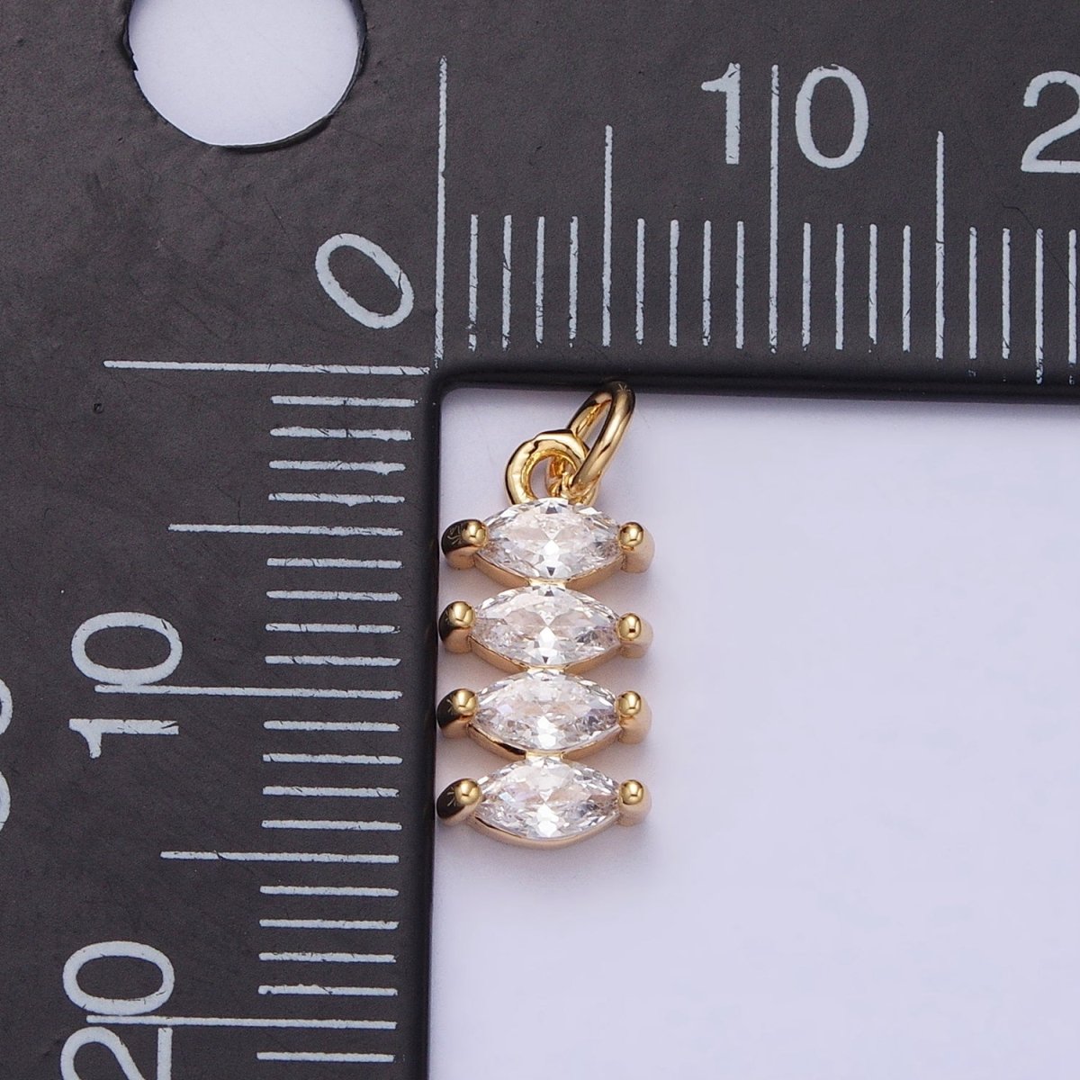 16K Gold Filled Mini Marquise Clear CZ Lined Tag Add-On Charm in Gold & Silver | AC1247 AC1248 - DLUXCA