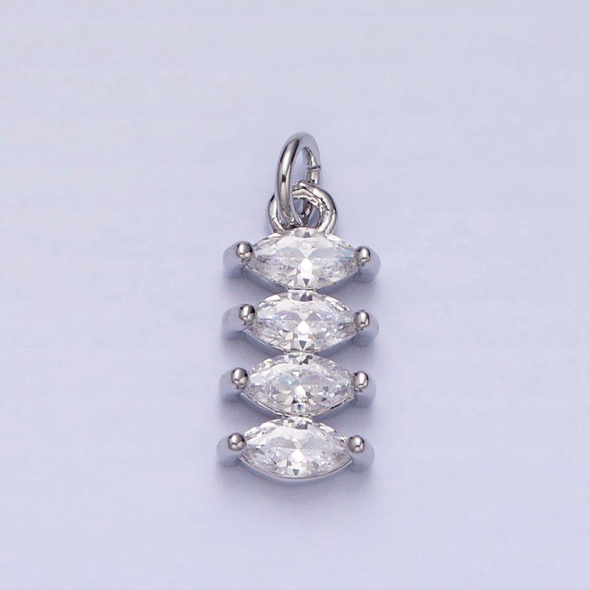 16K Gold Filled Mini Marquise Clear CZ Lined Tag Add-On Charm in Gold & Silver | AC1247 AC1248 - DLUXCA