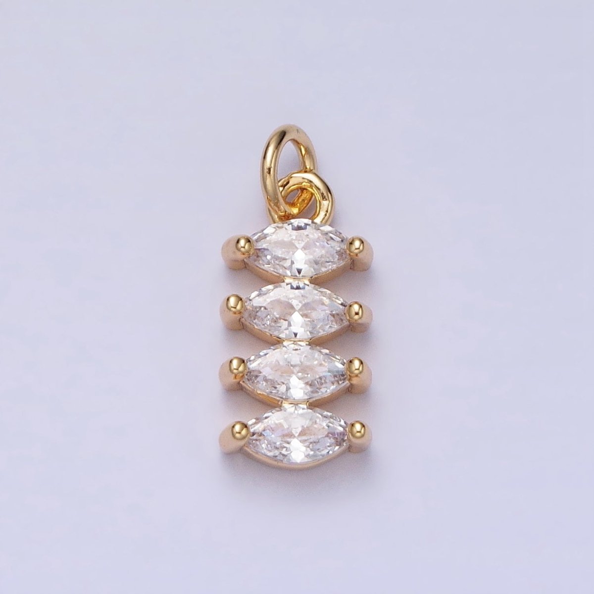 16K Gold Filled Mini Marquise Clear CZ Lined Tag Add-On Charm in Gold & Silver | AC1247 AC1248 - DLUXCA