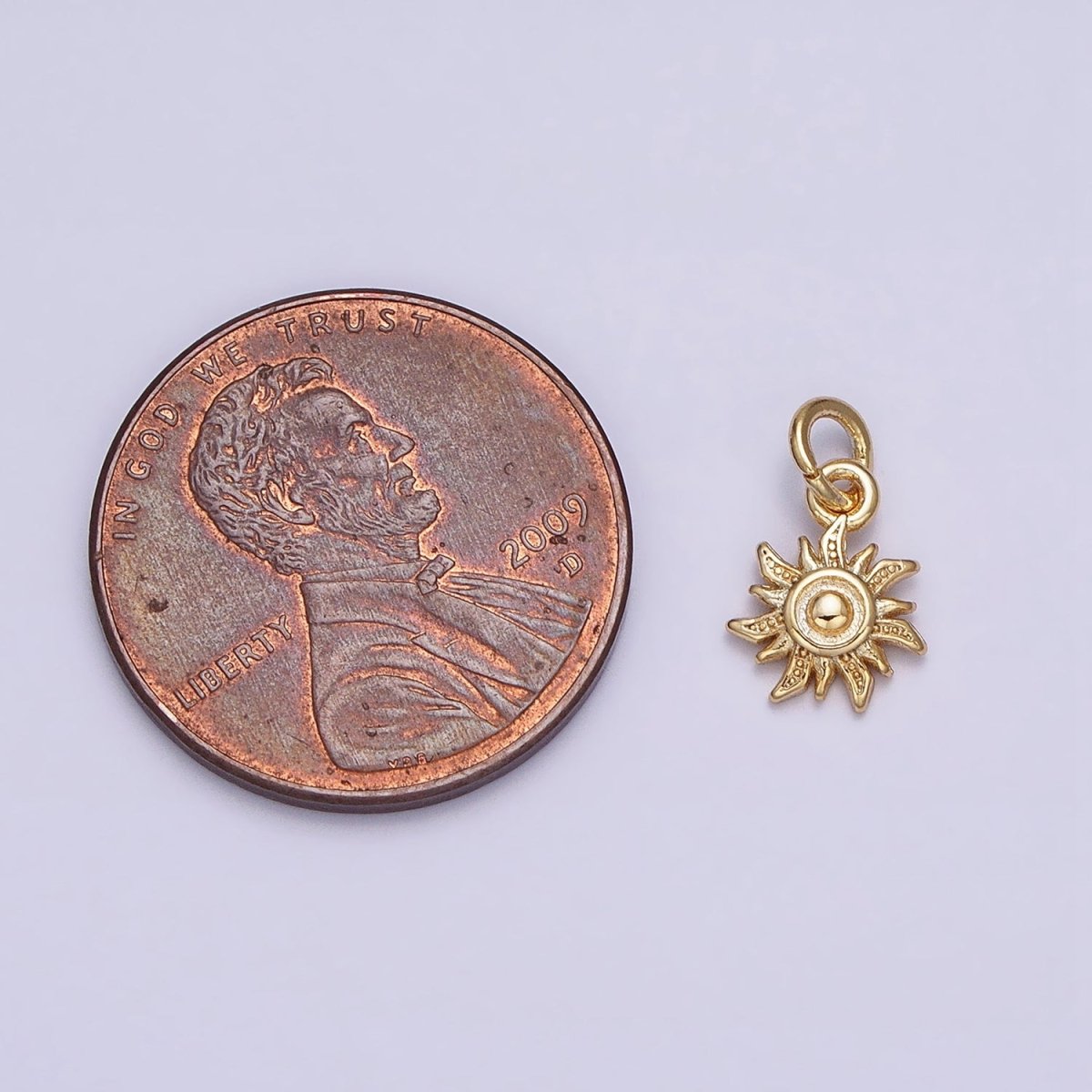 16K Gold Filled Mini Spiral Celestial Sun Dotted Add-On Charm | AC1143 - DLUXCA