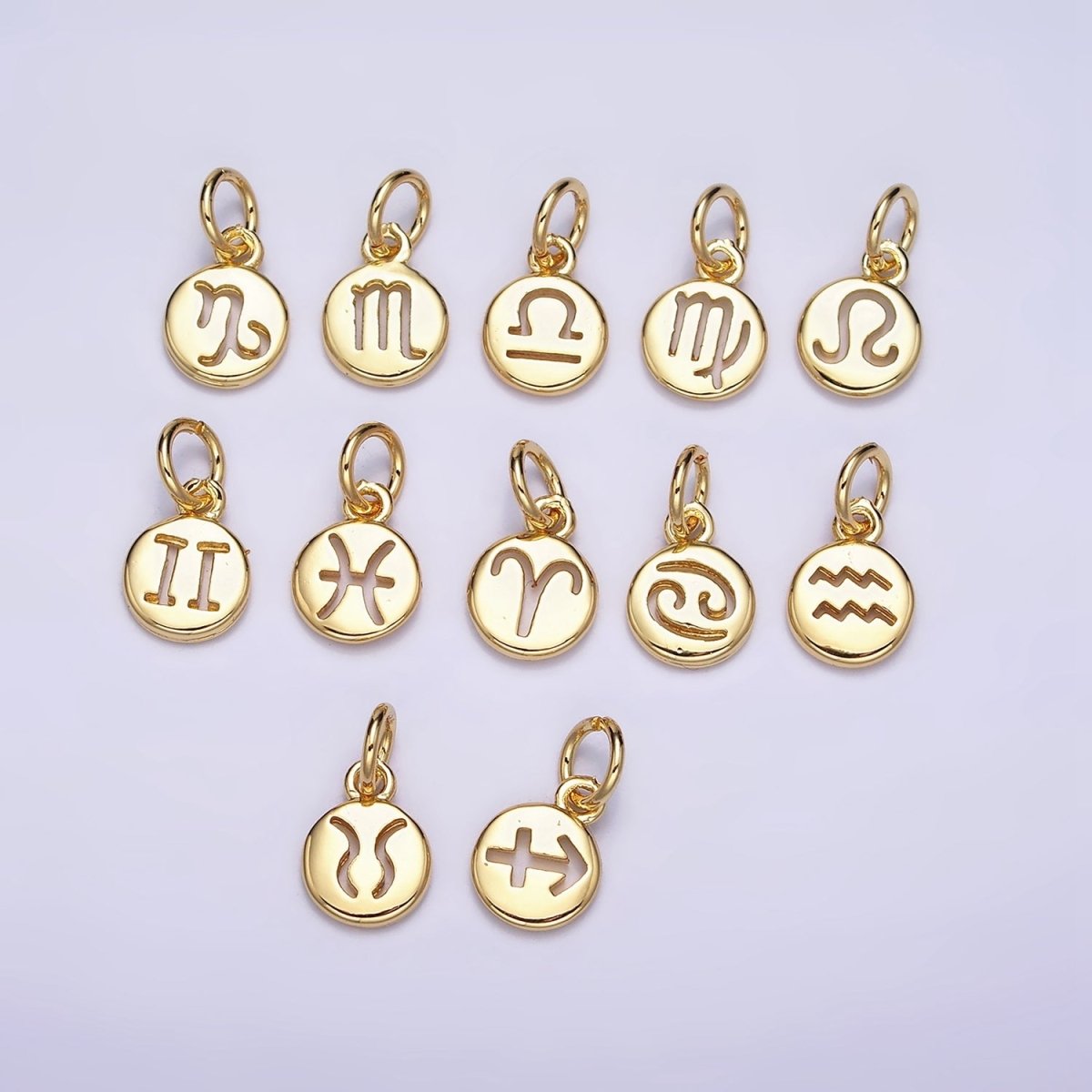 16K Gold Filled Mini Zodiac Horoscope Sign Personalized Add-On Open Round Charm | AD483 - AD494 - DLUXCA
