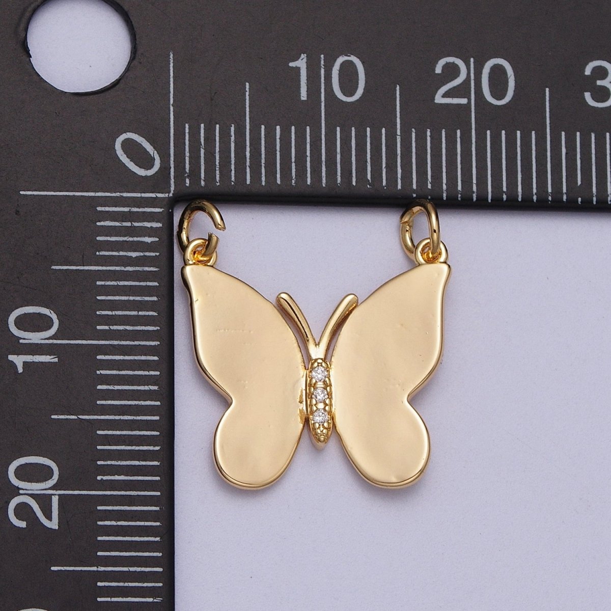 16K Gold Filled Minimalist Butterfly CZ Micro Paved Link Connector | Y-672 - DLUXCA