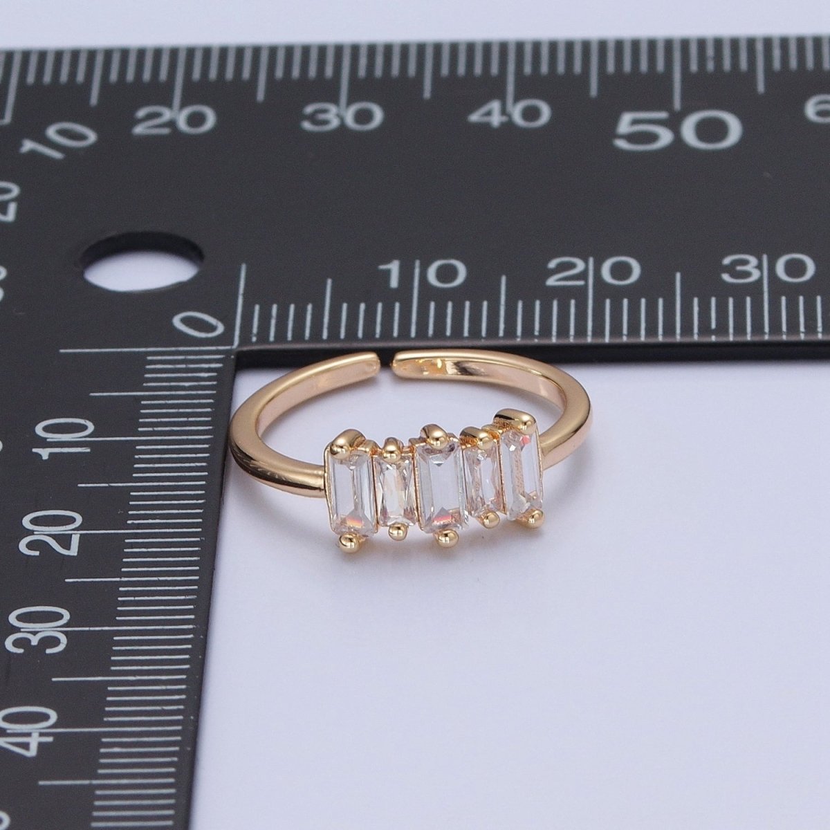 16K Gold Filled Minimalist Gold Baguette Stone Ring | O-739 - DLUXCA