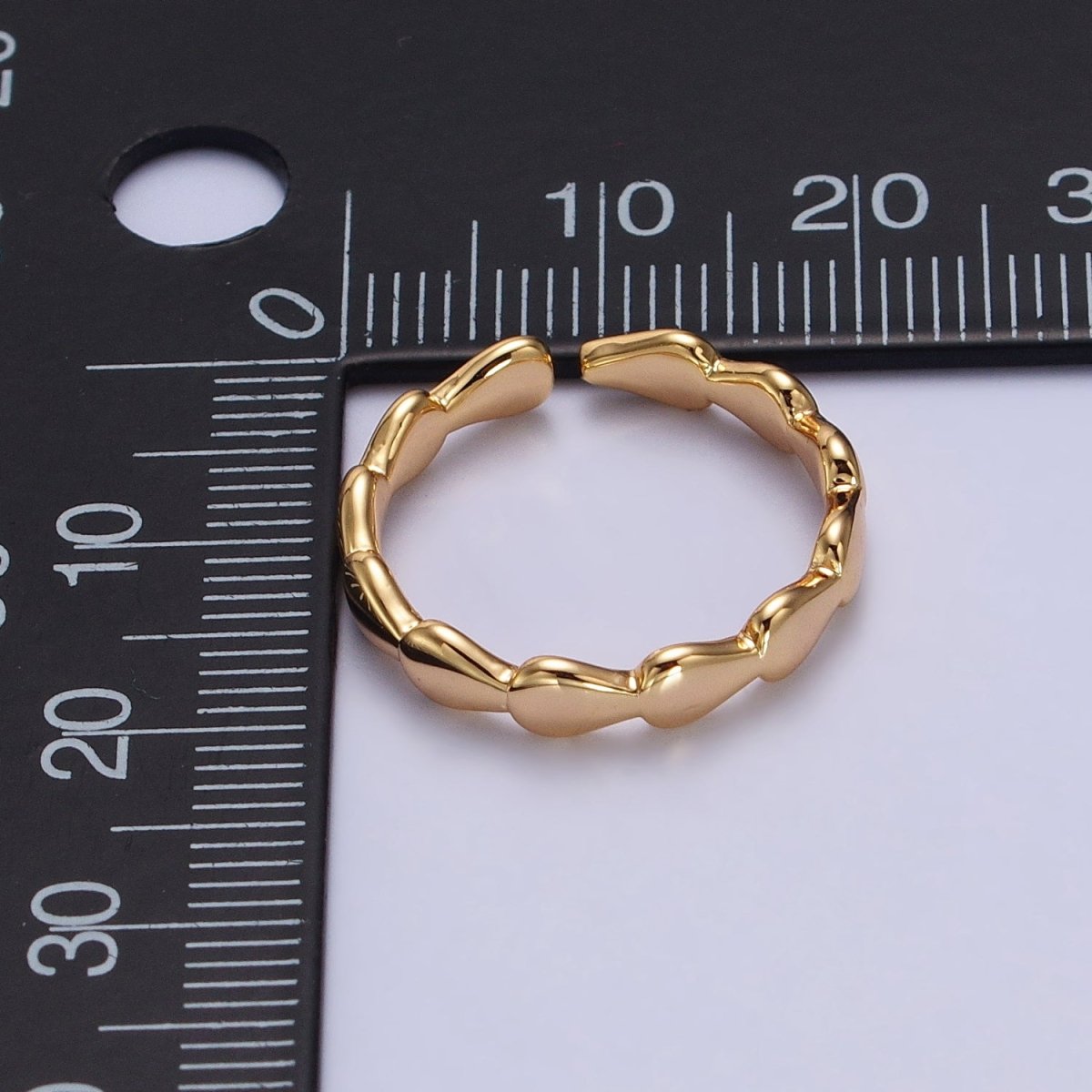 16K Gold Filled Molten Drop Geometric Sideway Minimalist Ring in Gold & Silver | O-643 Y-594 - DLUXCA
