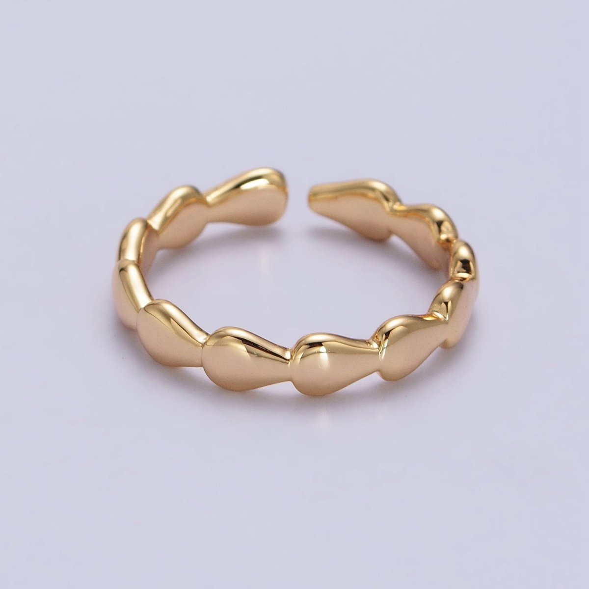 16K Gold Filled Molten Drop Geometric Sideway Minimalist Ring in Gold & Silver | O-643 Y-594 - DLUXCA