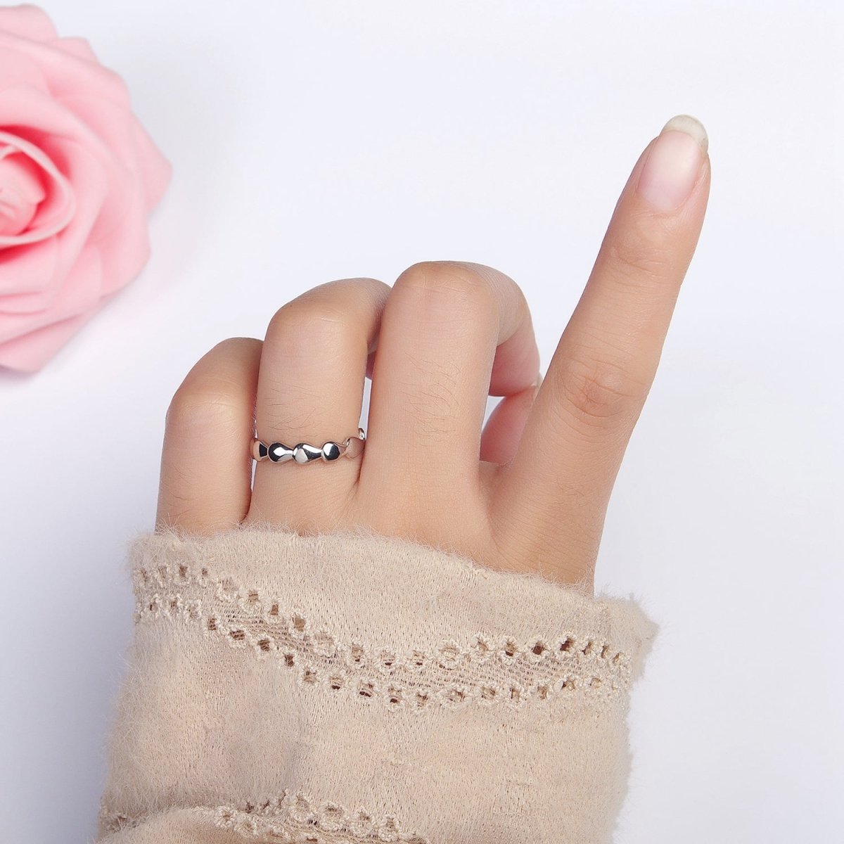 16K Gold Filled Molten Drop Geometric Sideway Minimalist Ring in Gold & Silver | O-643 Y-594 - DLUXCA