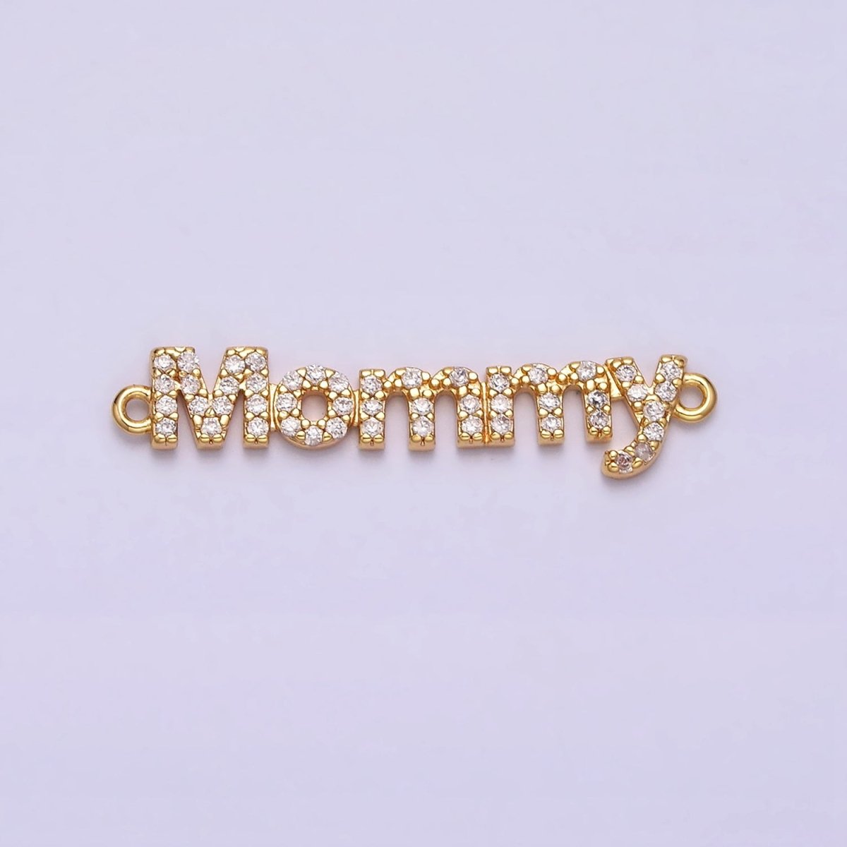 16K Gold Filled Mommy Script Micro Paved CZ Connector in Gold & Silver mama mother day gift | AA1091 AA1092 - DLUXCA