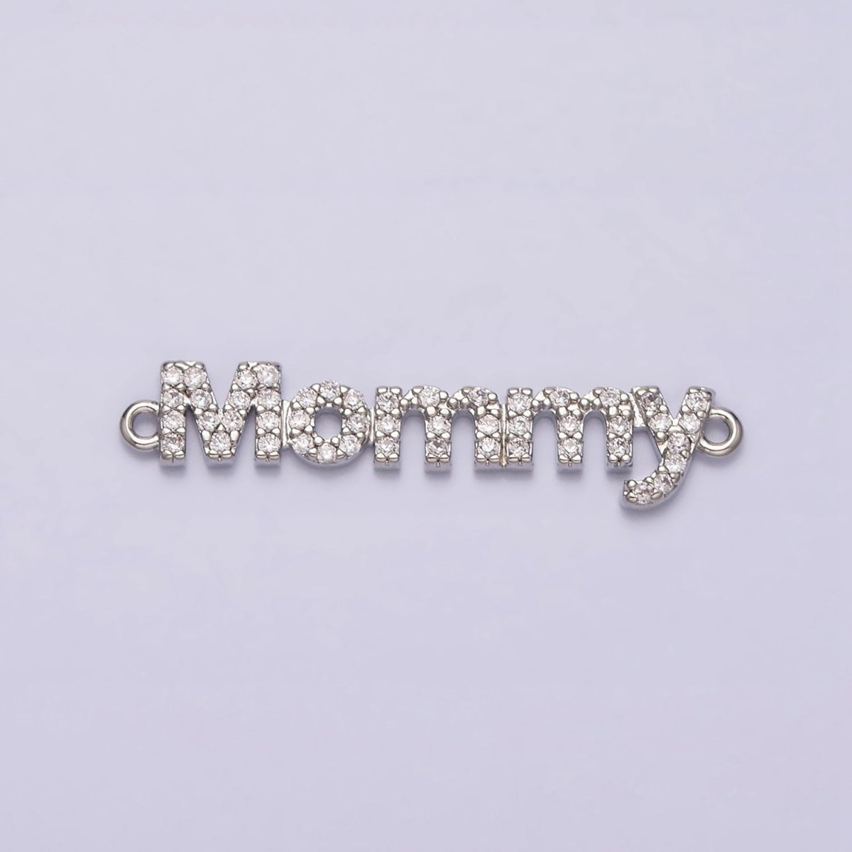 16K Gold Filled Mommy Script Micro Paved CZ Connector in Gold & Silver mama mother day gift | AA1091 AA1092 - DLUXCA