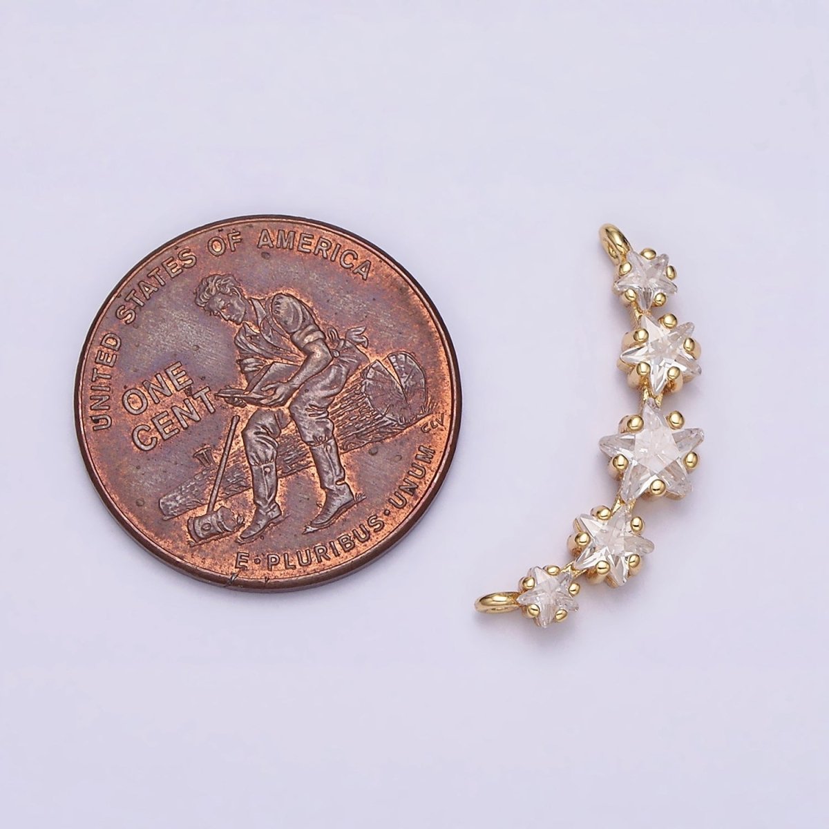 16K Gold Filled Multiple Celestial Star Charm Connector Clear CZ Lined in Gold & Silver | G-907 G-908 - DLUXCA