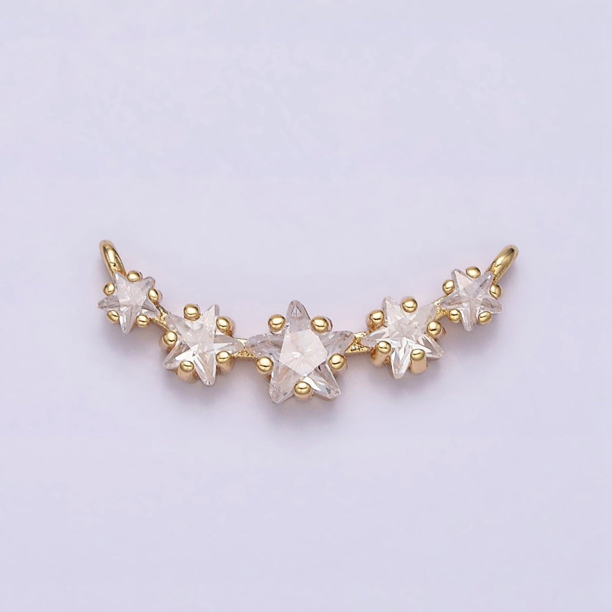 16K Gold Filled Multiple Celestial Star Charm Connector Clear CZ Lined in Gold & Silver | G-907 G-908 - DLUXCA